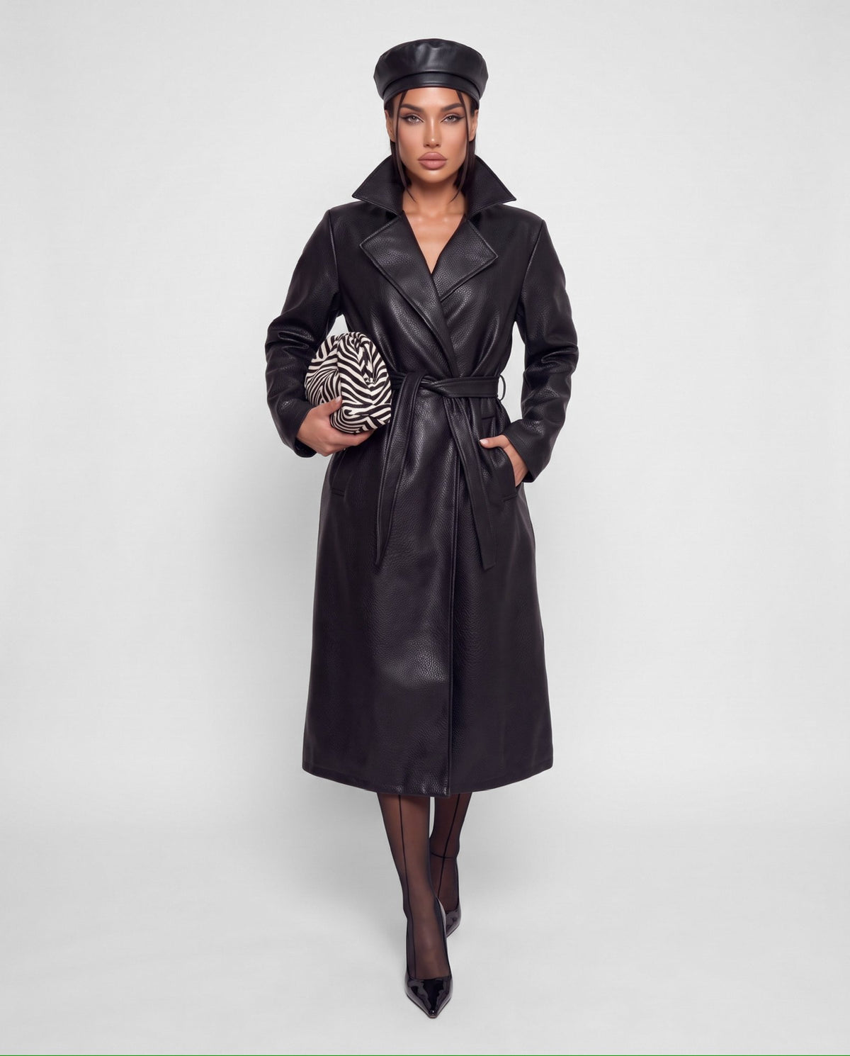 Trench Long Leather-Black