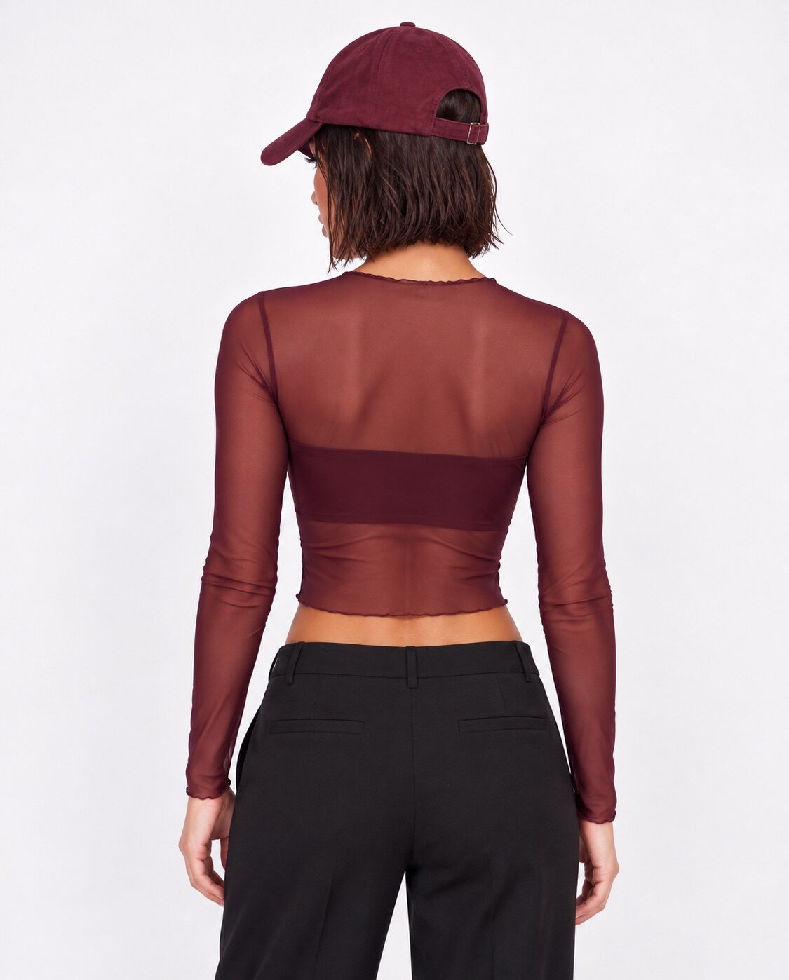 Maglia Sheer Mesh-Cherry Red