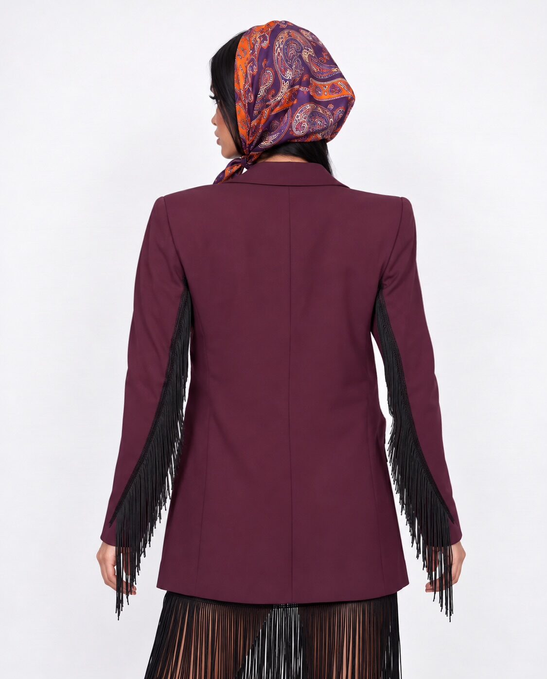 Giacca Fringe Line-Cherry Red