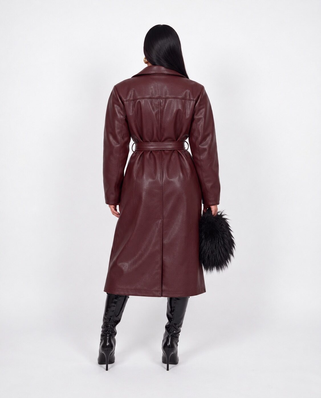 Total Look Long Leather-Cherry Red