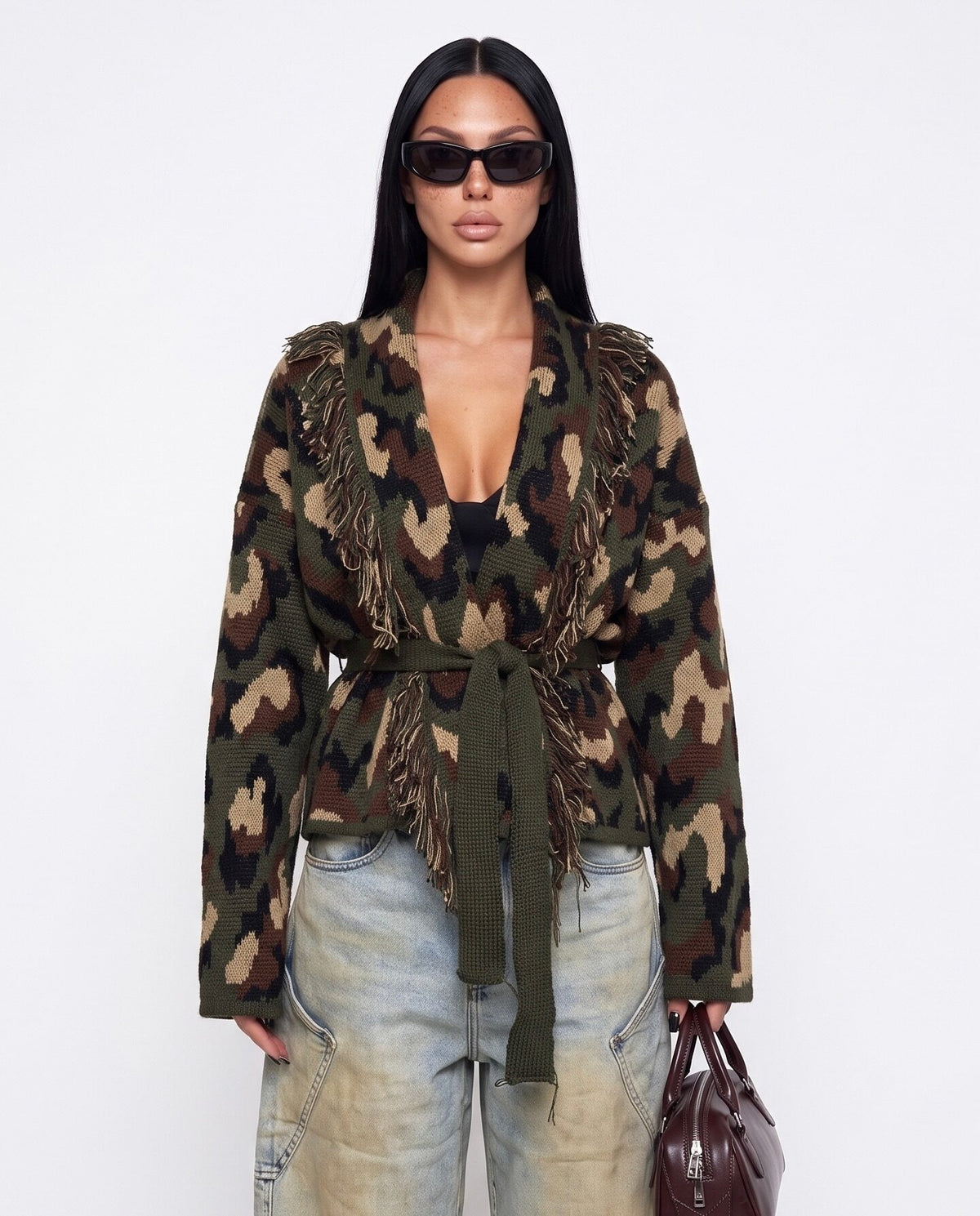 Cardigan Camo Fringe