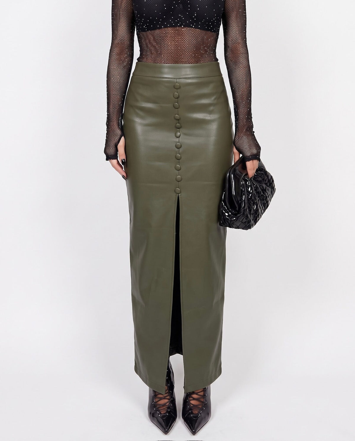 Gonna Button Leather-Green