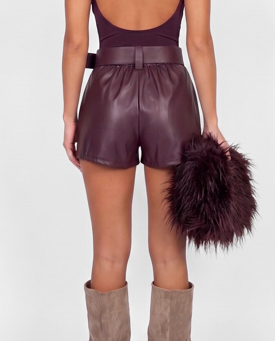 Pantagonna Belted Leather-Cherry Red