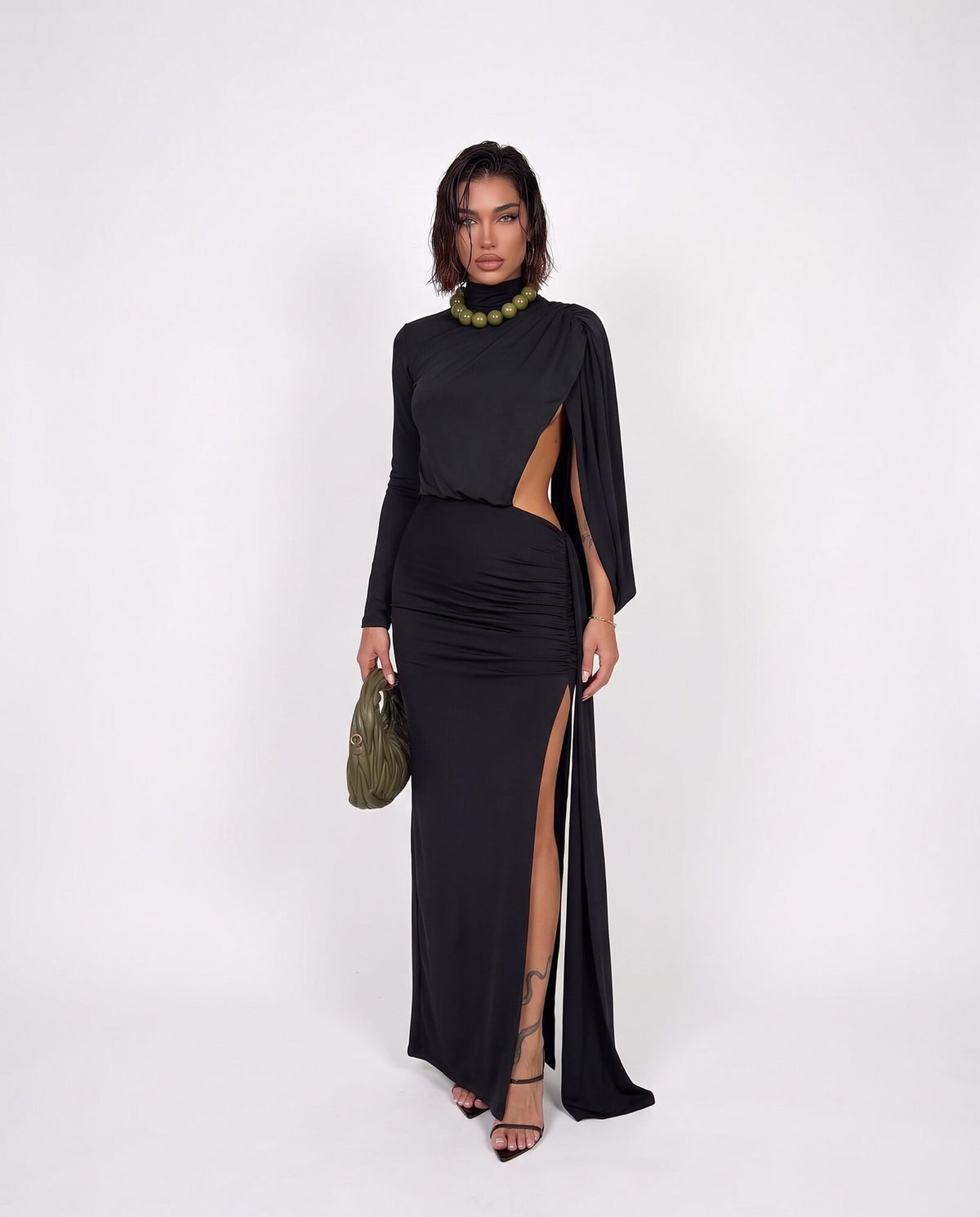 Abito Cape Slit-Black