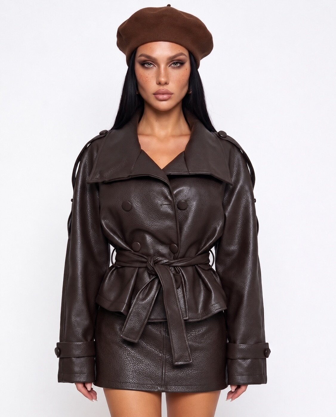 Trench Rough Leather-Brown