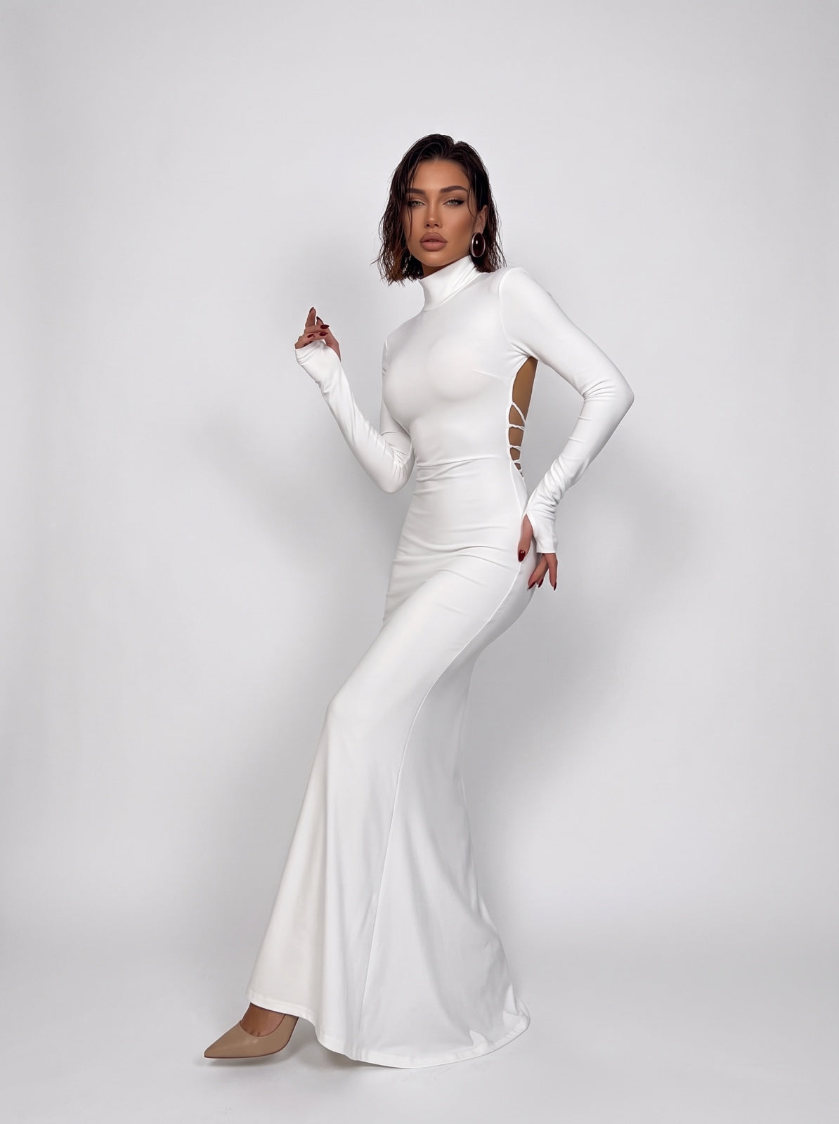Abito Fitted Lace-White