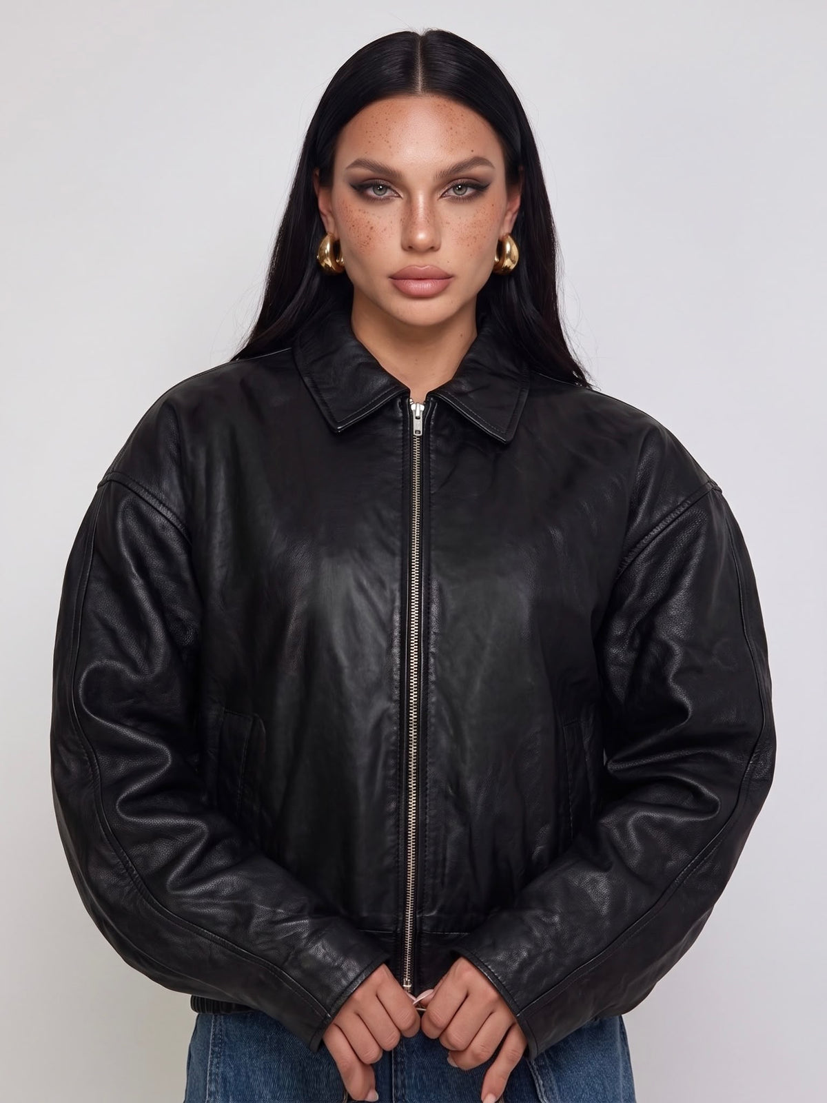 Chaqueta bomber de piel Crazy