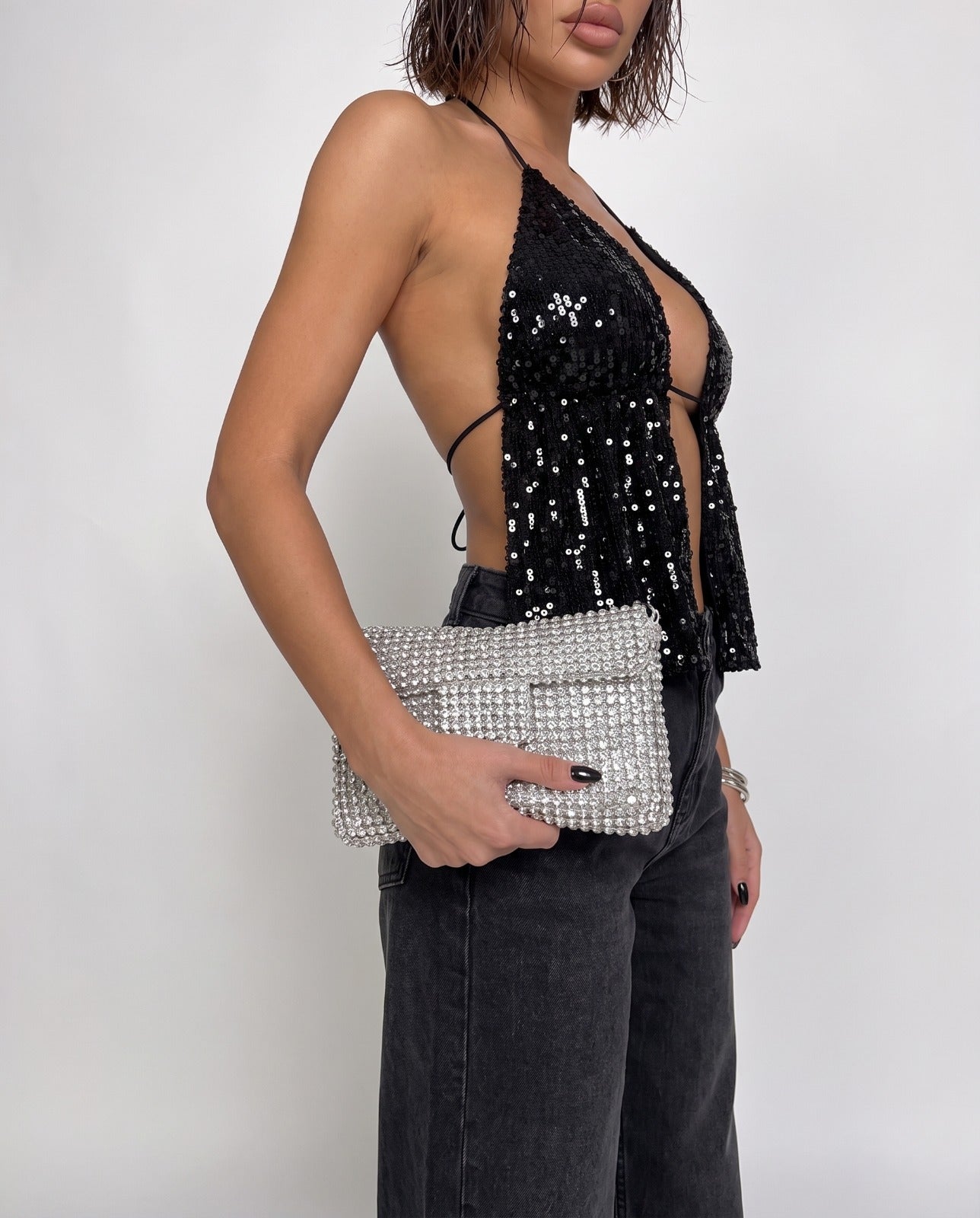 Top Triangle Paillettes - Black