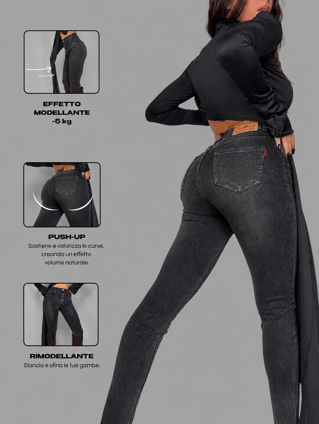 Miracle Push Up Jeans -5KG - Black