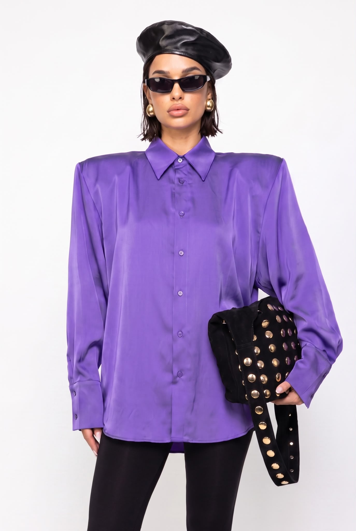 Camicia Shiny Satin-Viola
