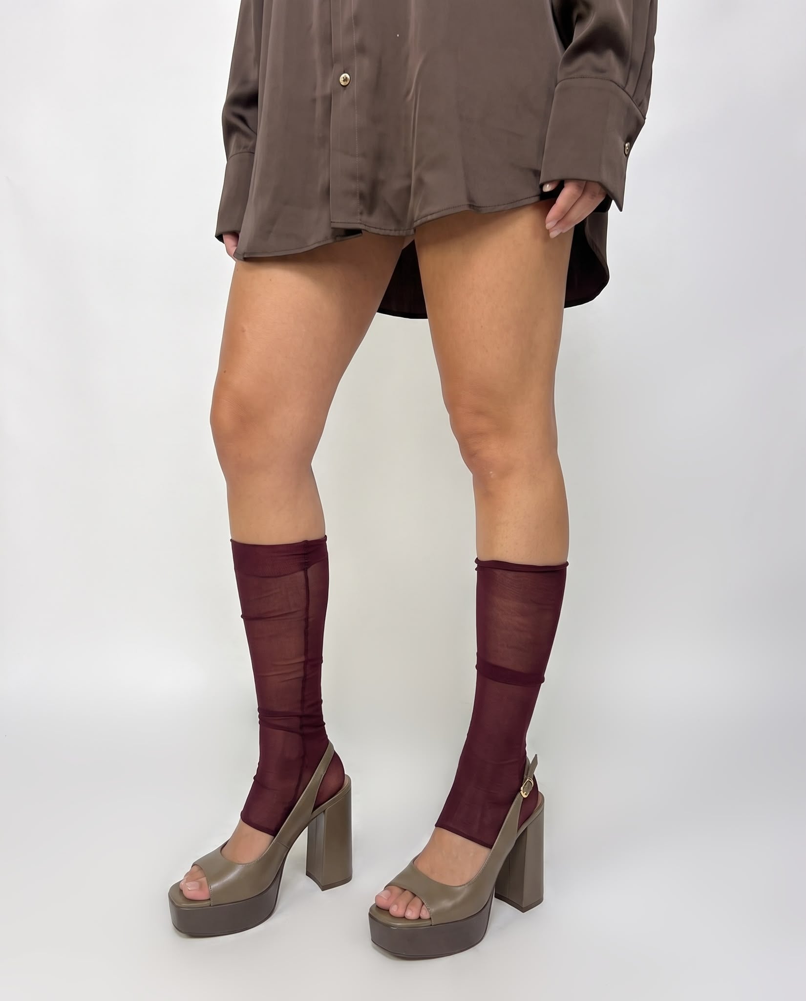 Camicia Shiny Satin-Brown