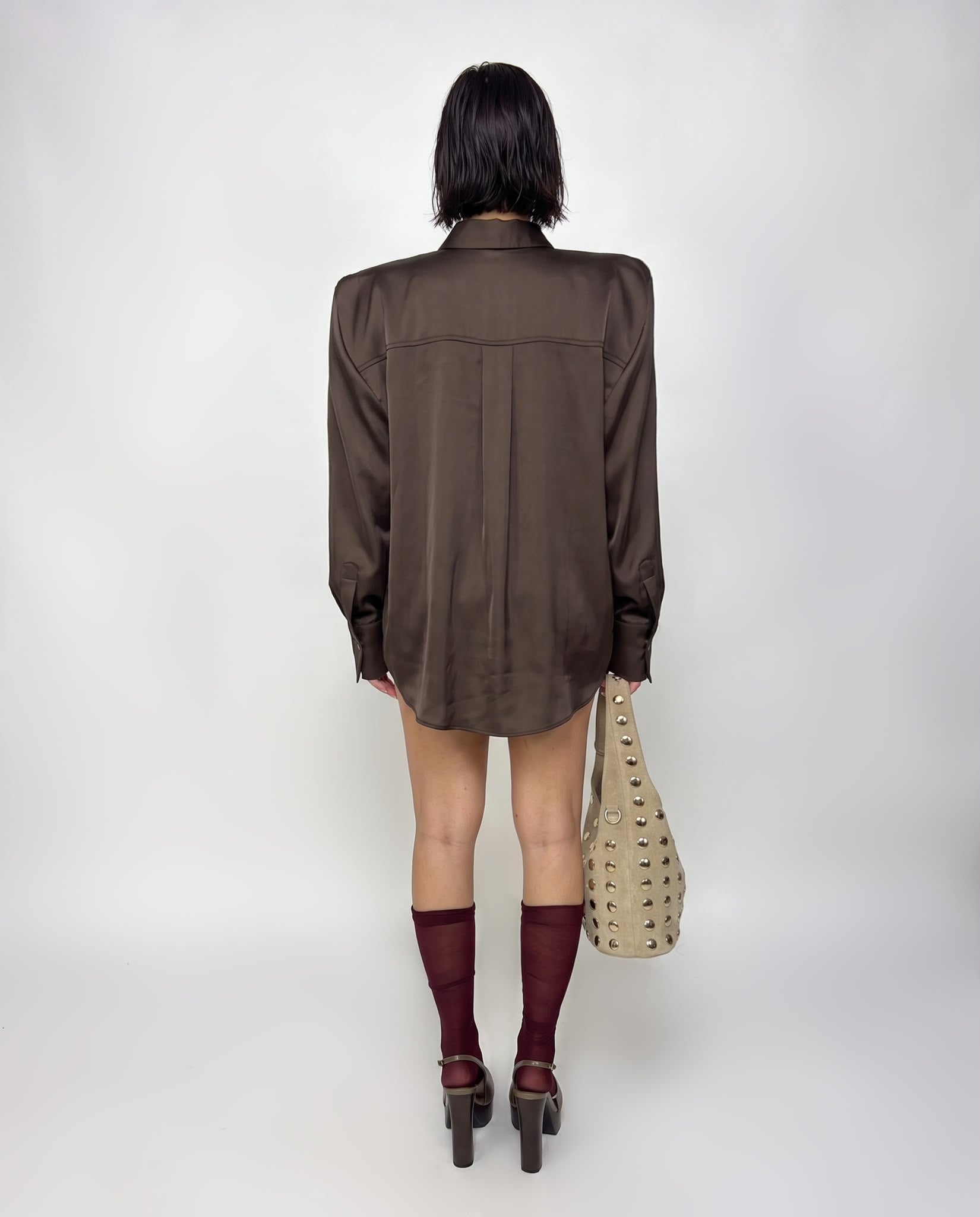 Camicia Shiny Satin-Brown
