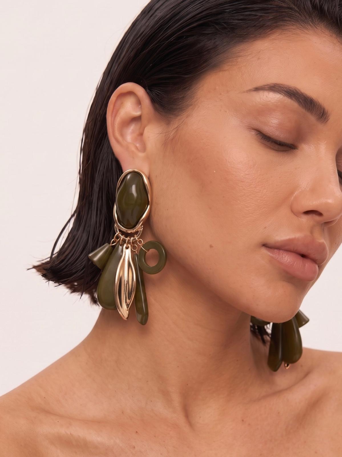 Pendientes Charm Drop-Verdes