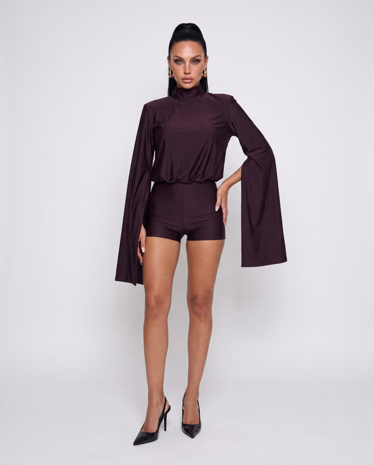 Jumpsuit Fluid Sleeve-Wine