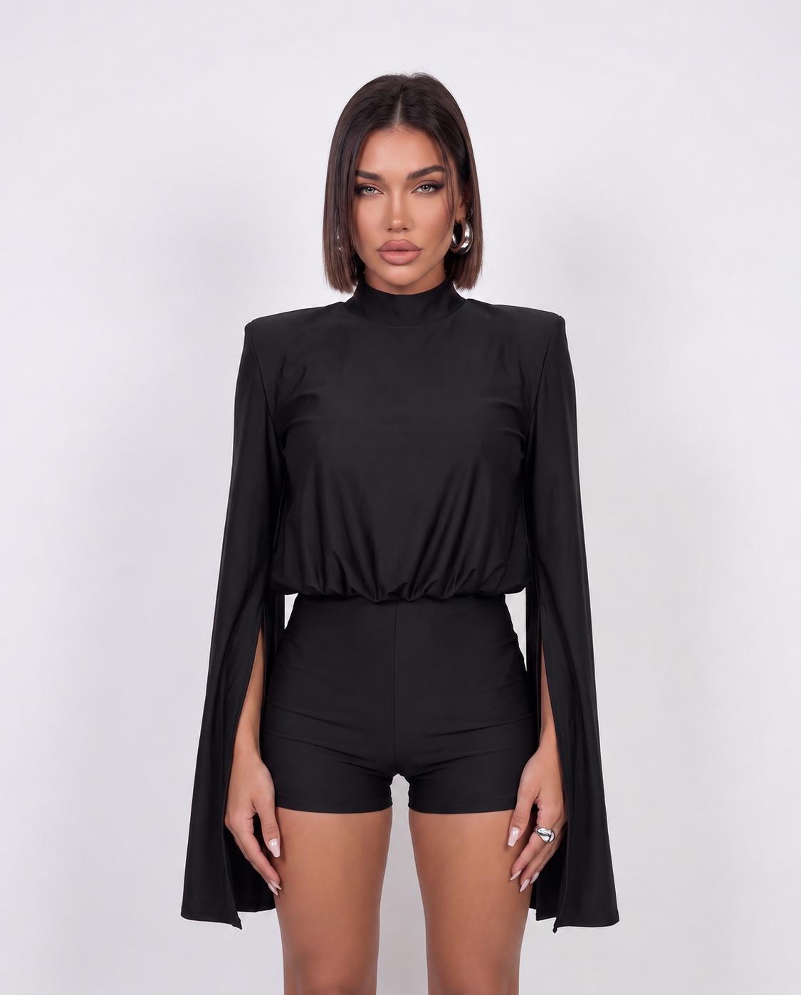 Jumpsuit Fluid Sleeve-Black