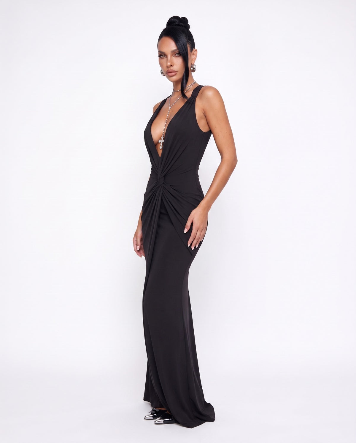 Dress V Long-Black