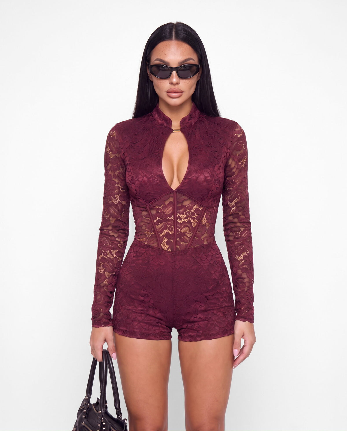 Jumpsuit Lace Drop-Cherry Red