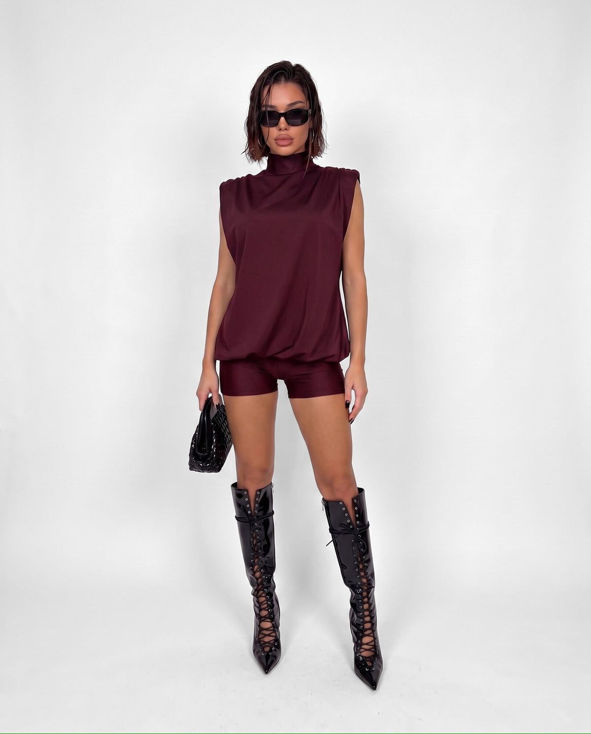 Jumpsuit Bare Back-Cherry Red