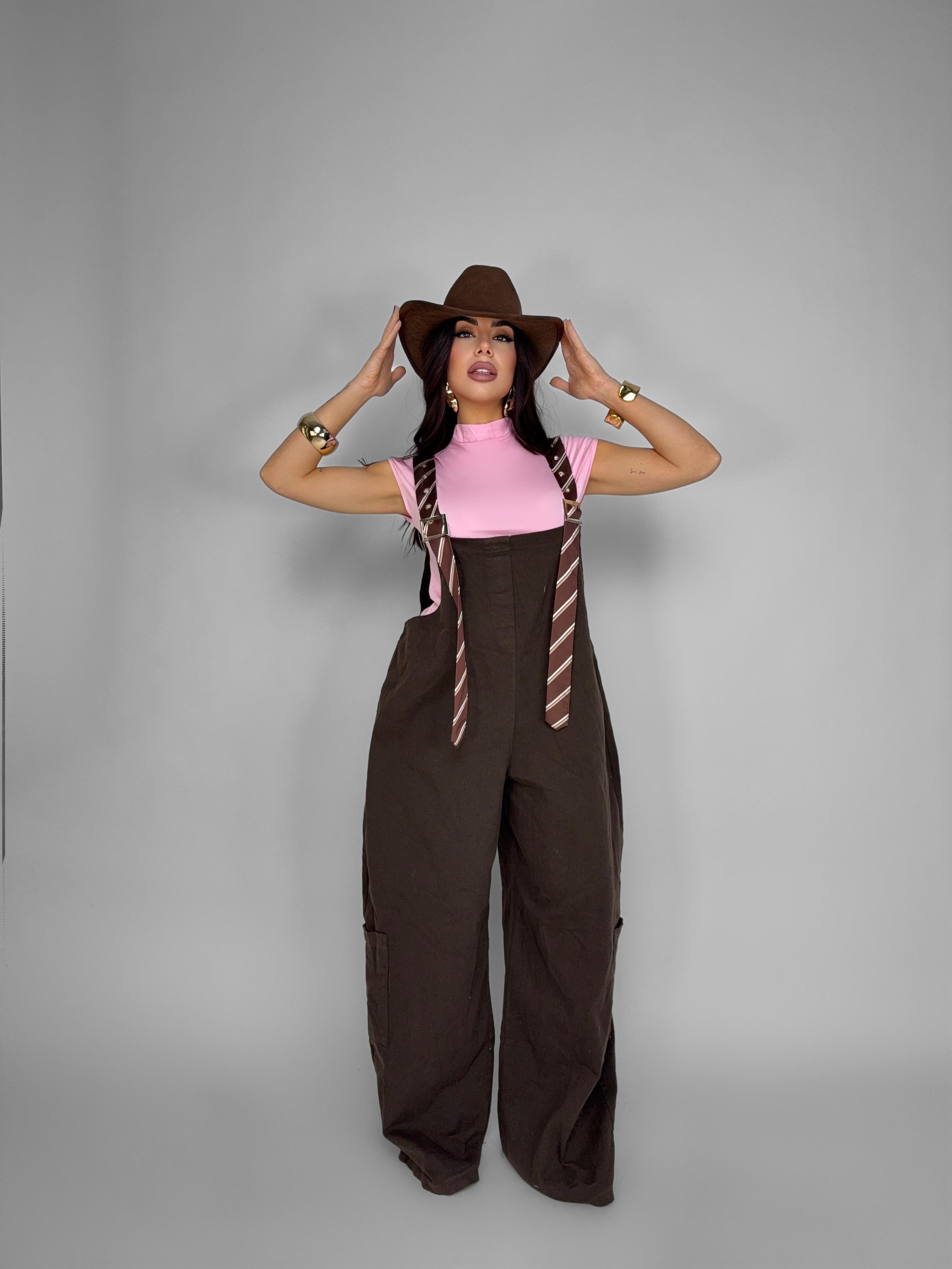 Brownie Stripe Overalls