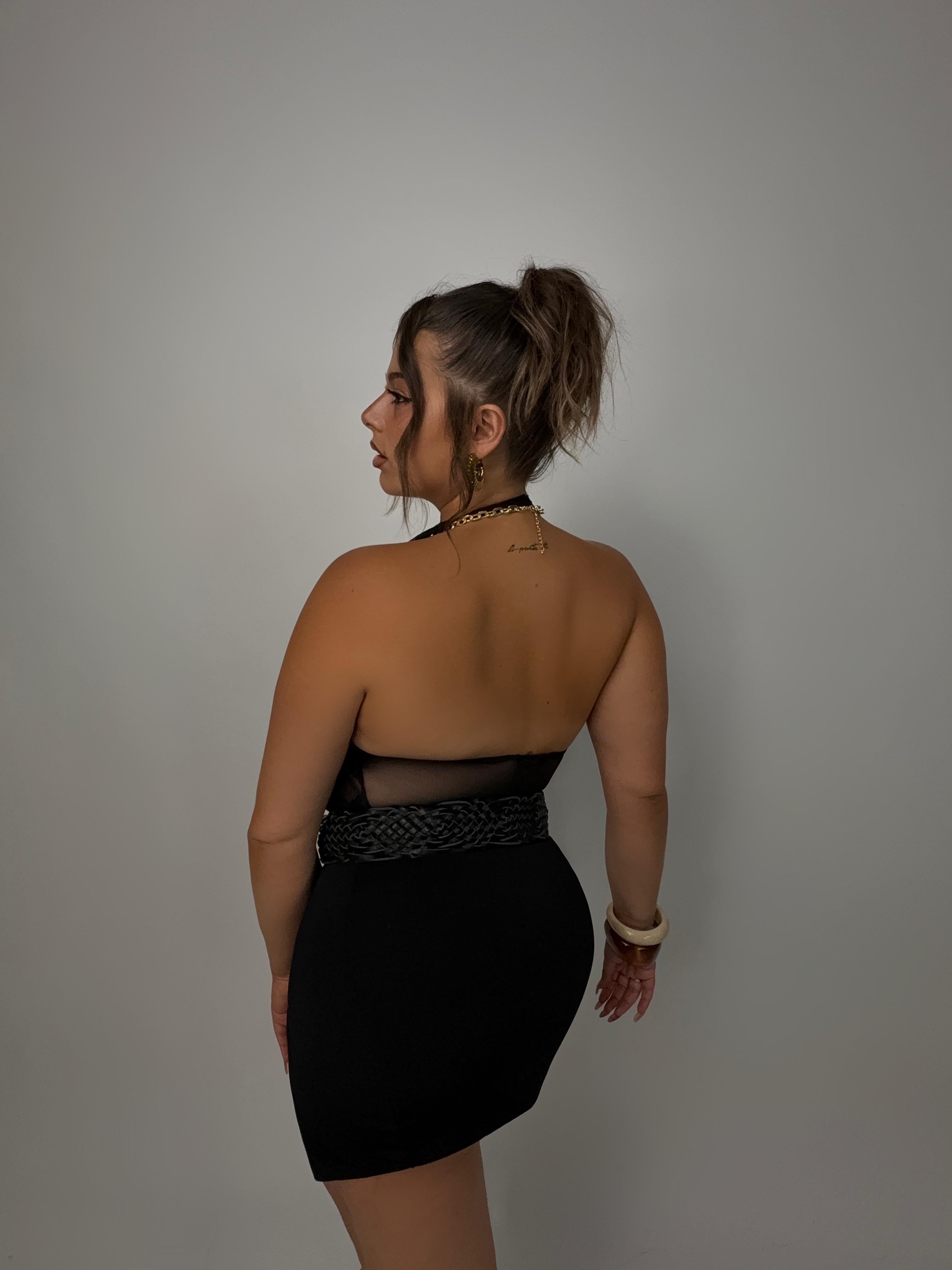 CURVY FIT - Abito Jewel Veiled - Black