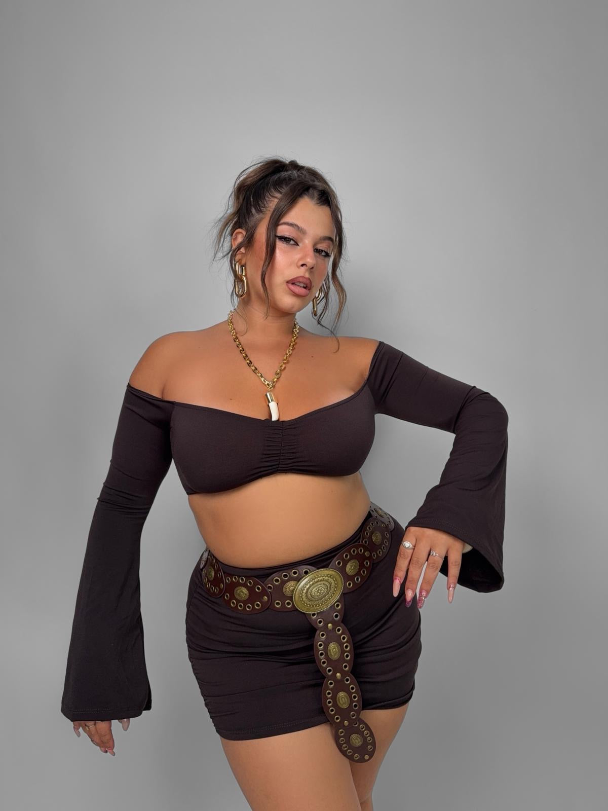 CURVY FIT - Completo Crimped - Brown