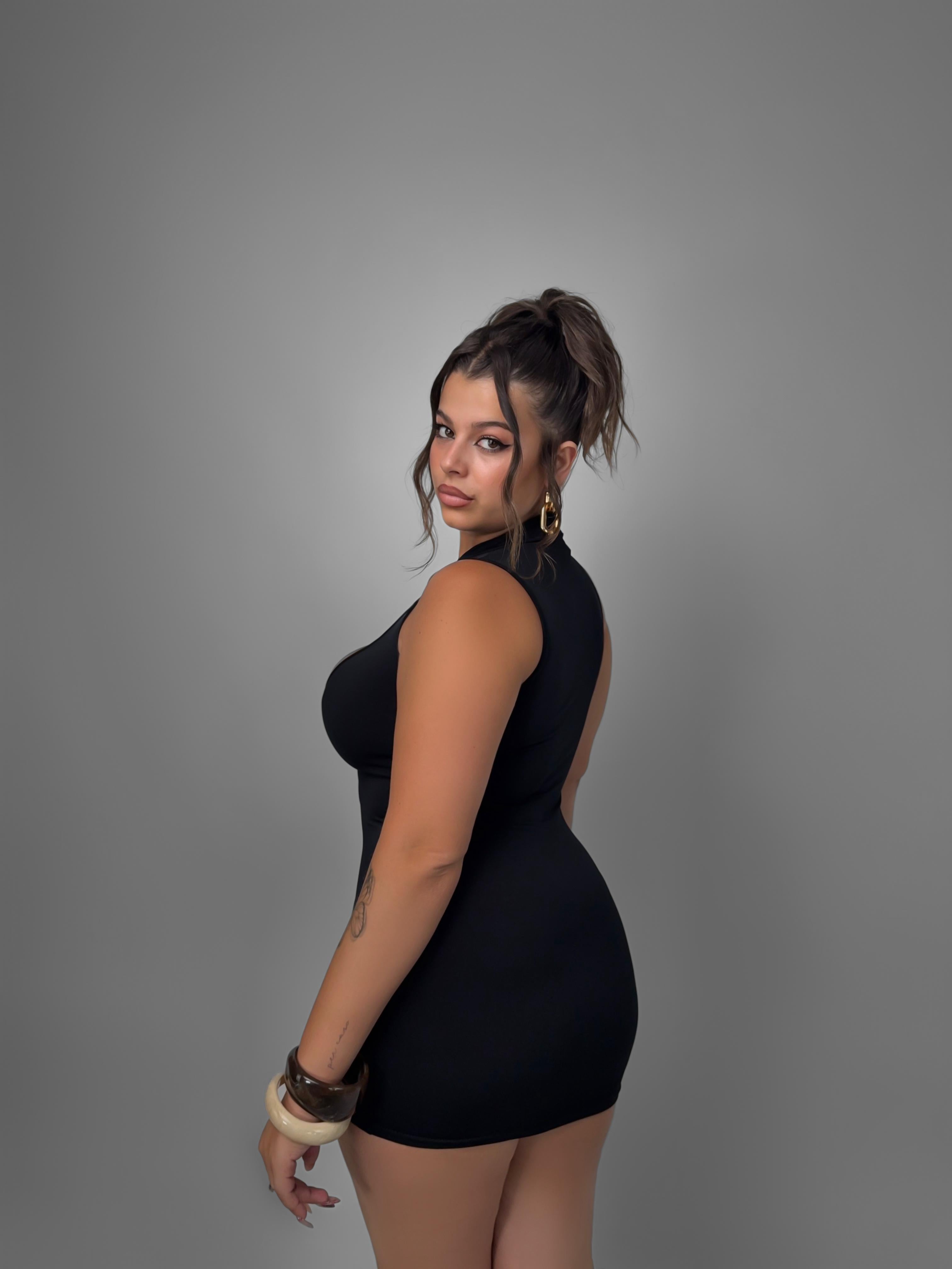 CURVY FIT - Abito Gold Blob - Black