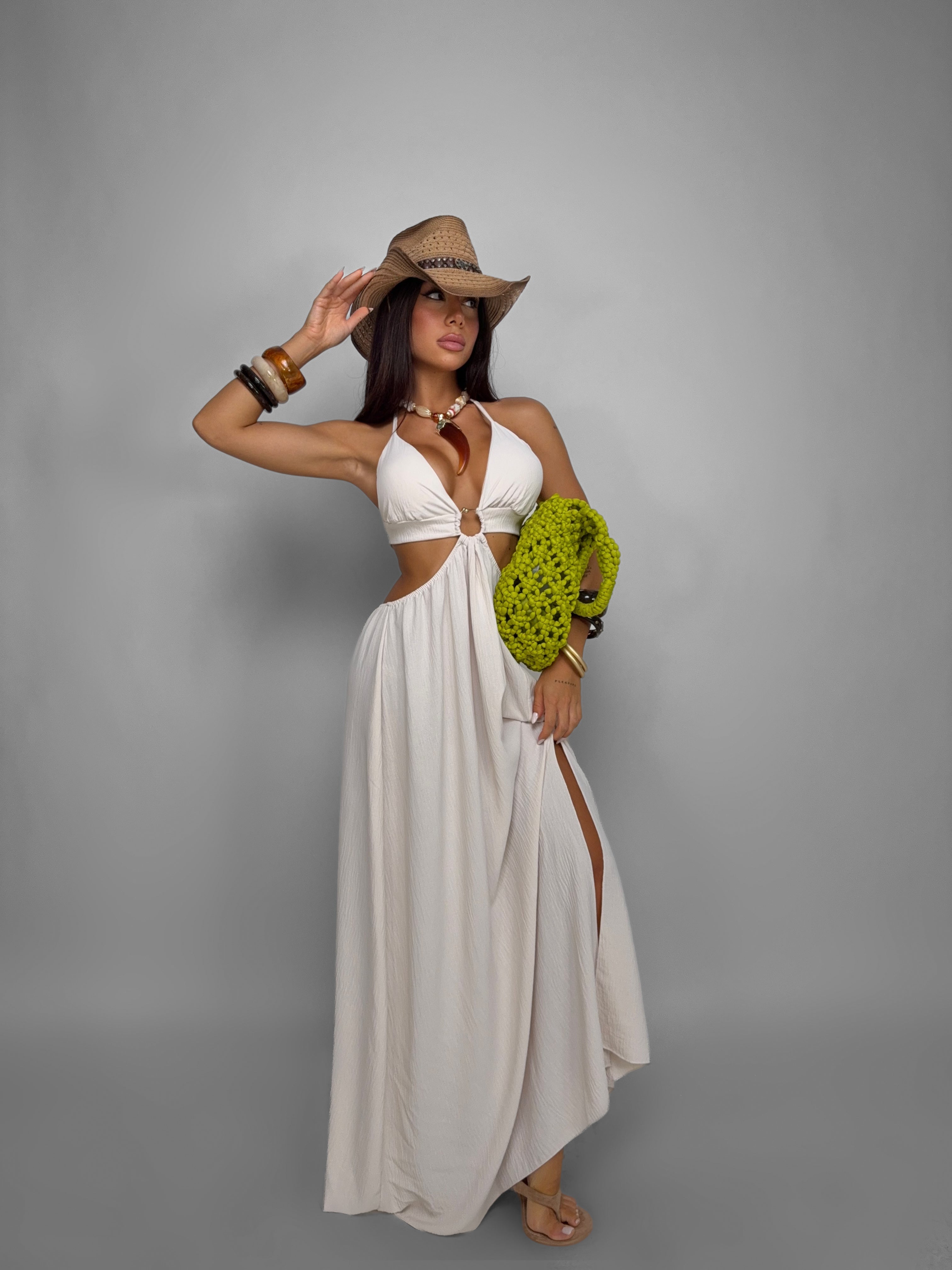 Abito Flowy Ring-Beige