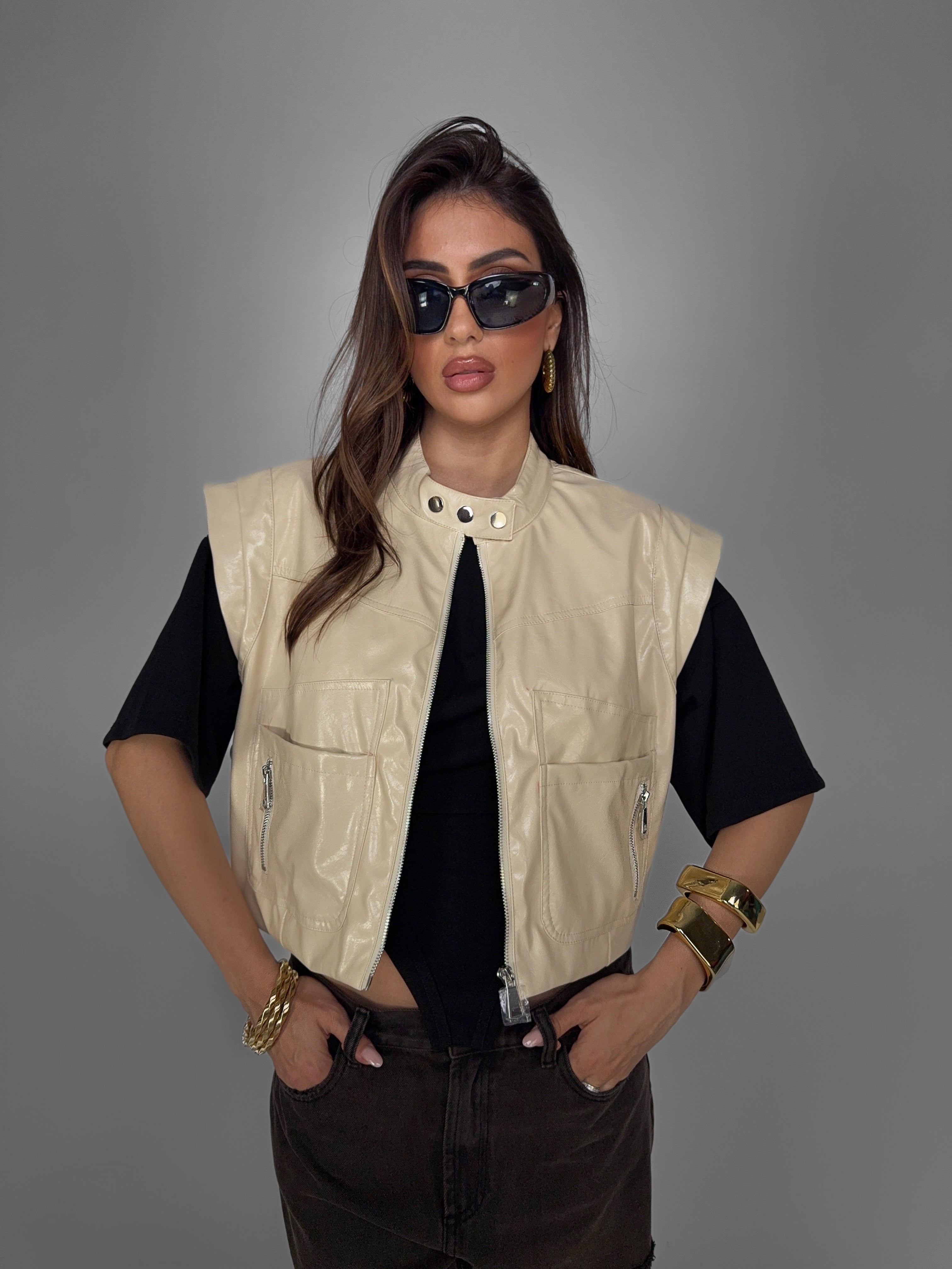 Shiny-Beige Vest