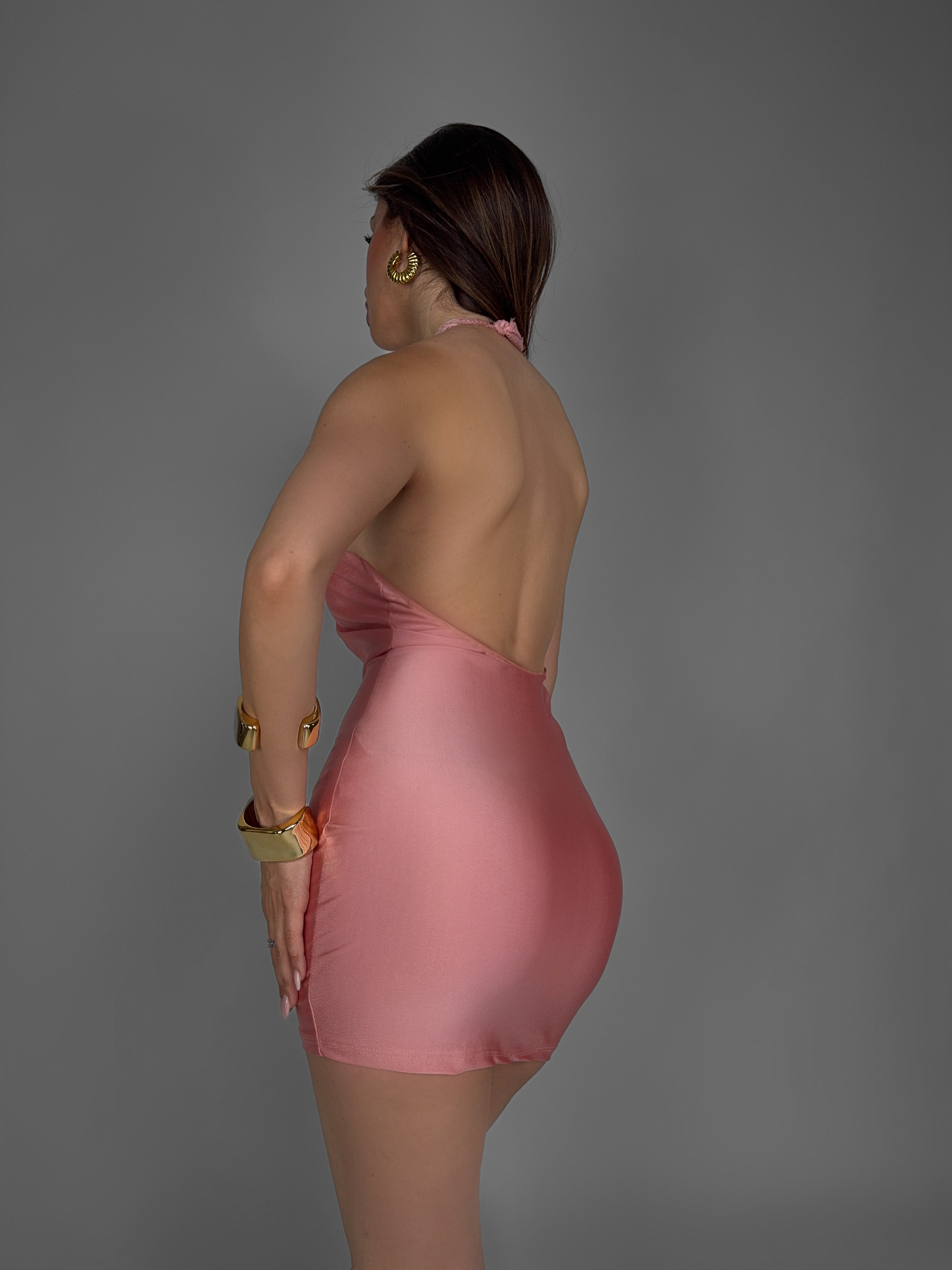 Abito Glam Satin-Pink