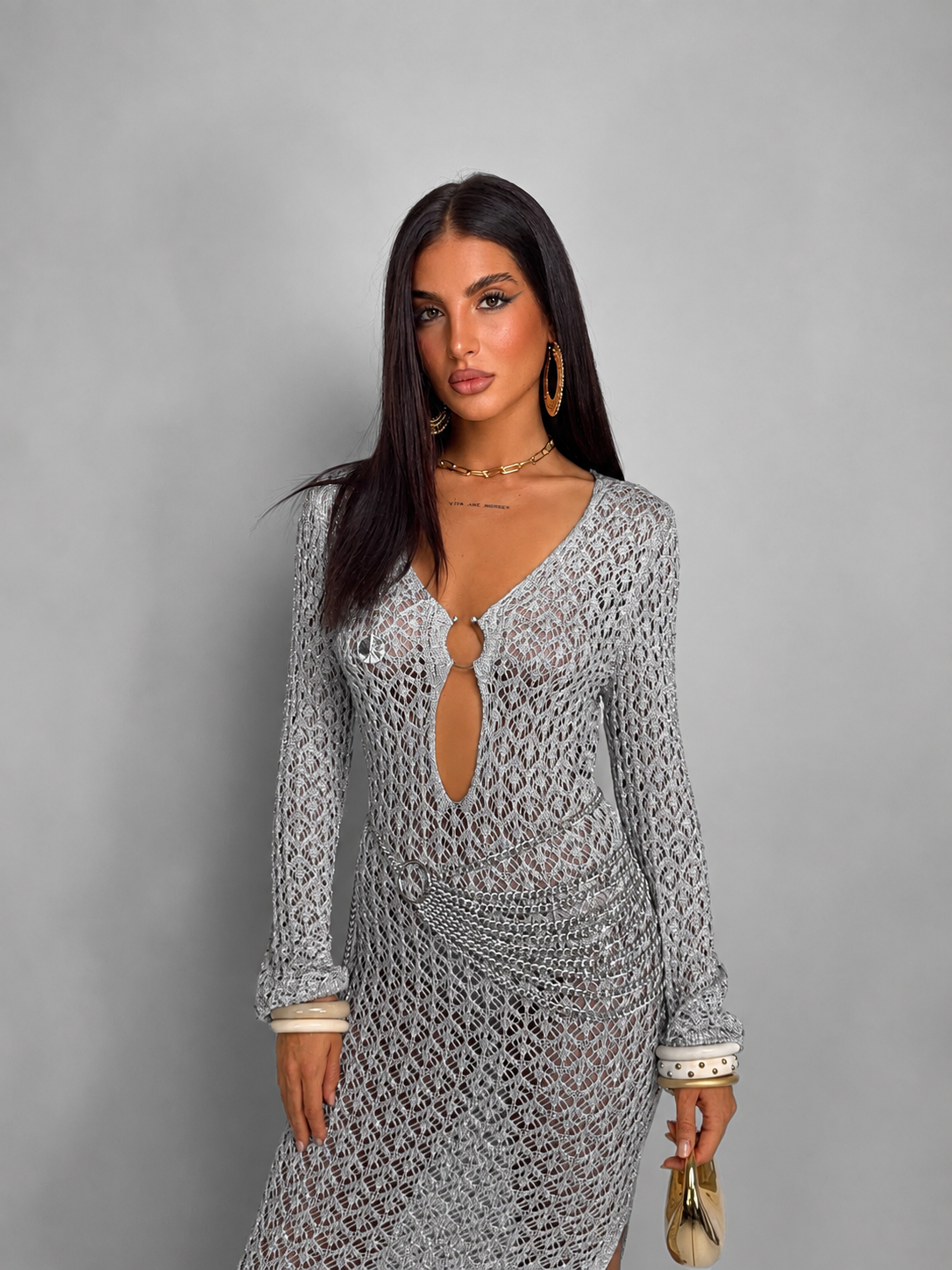 Abito Woven Shine-Silver