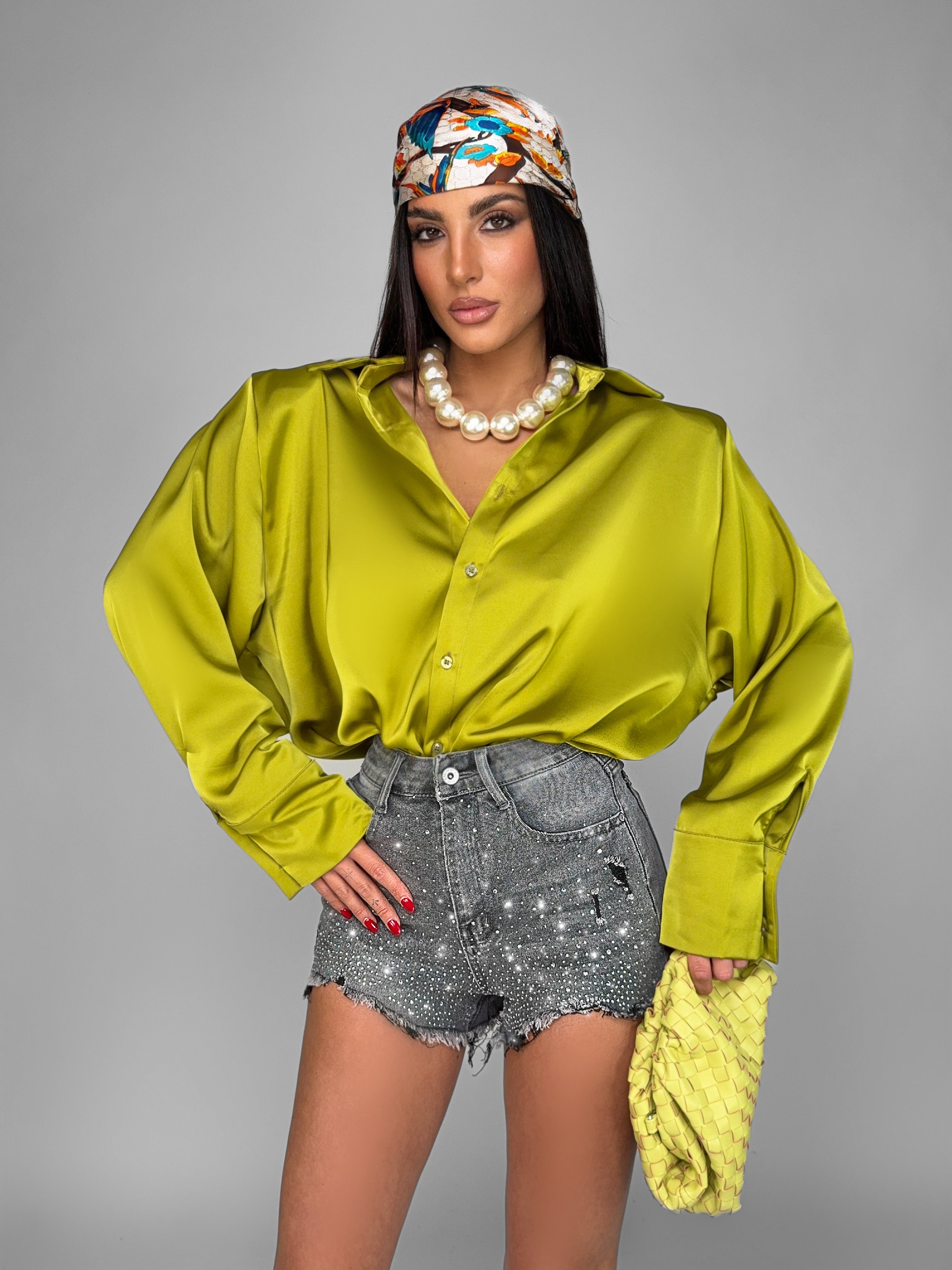 Camicia Shiny Satin - Green