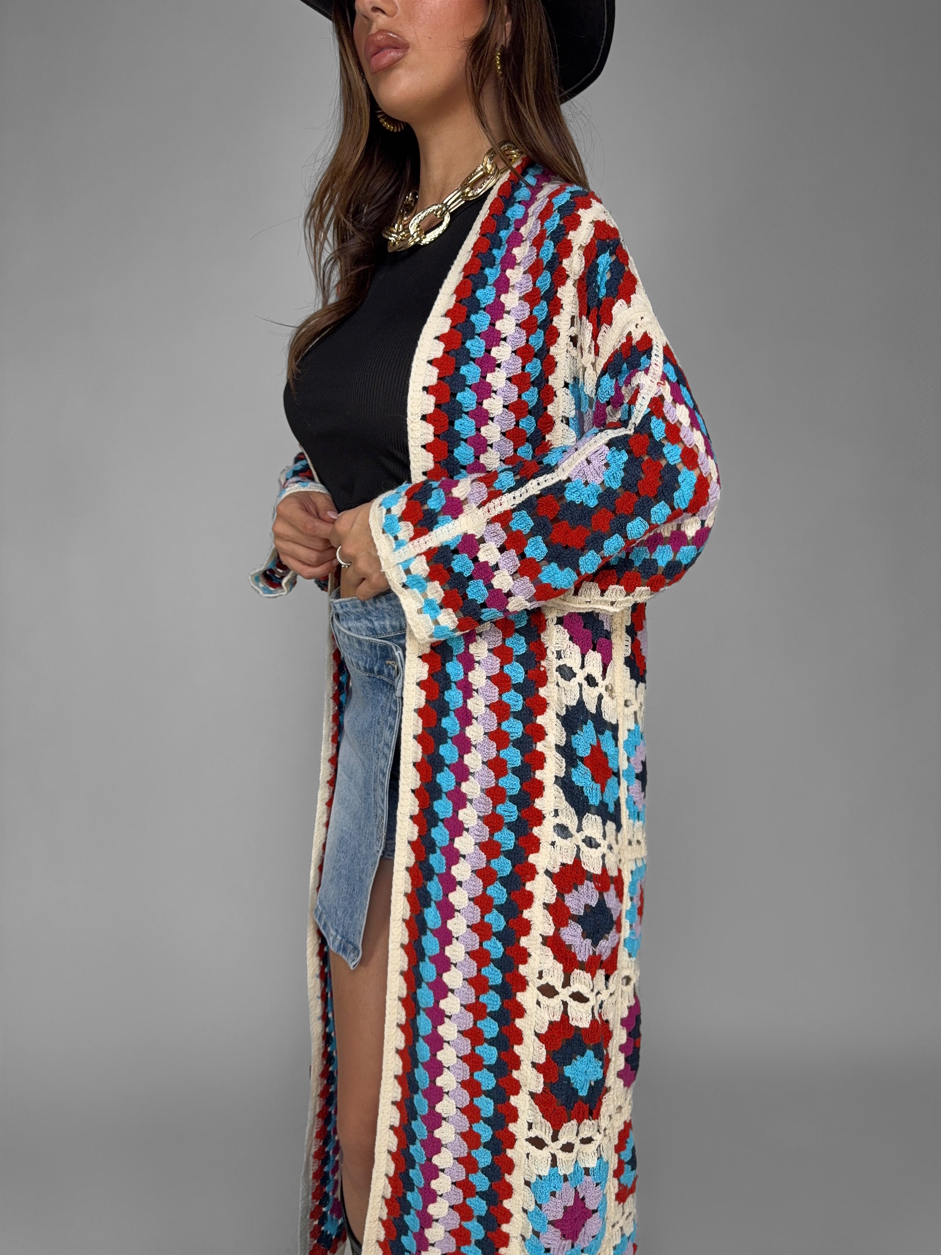 Maxi Cardigan Tribal Crochet