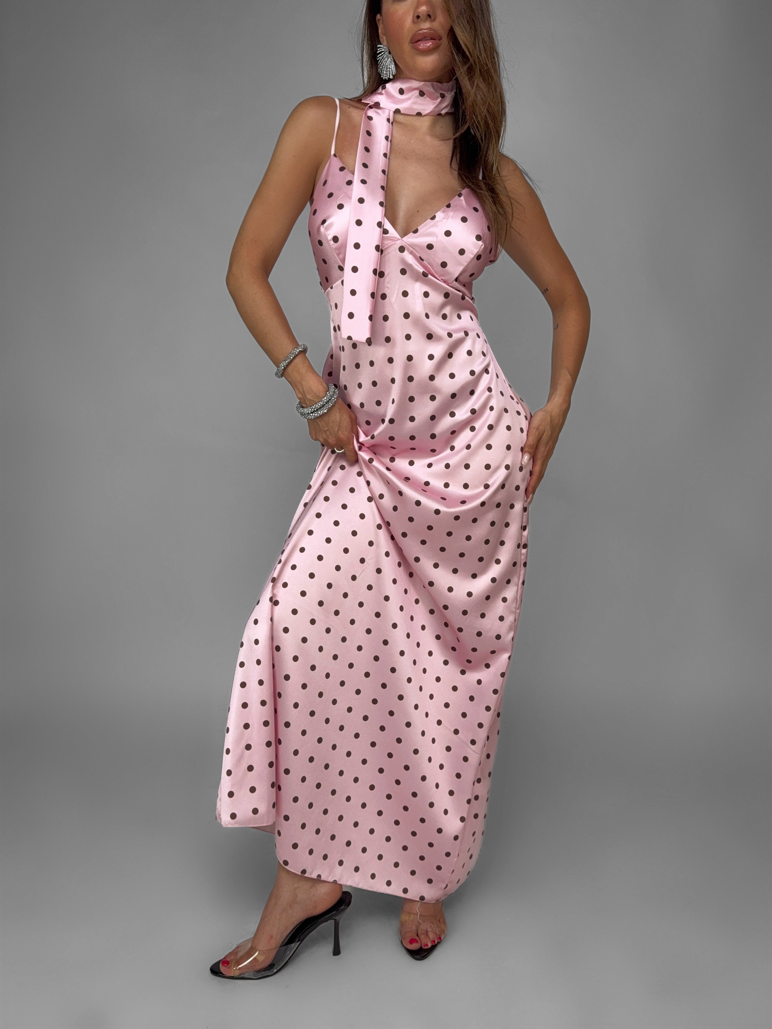 Abito Polka Dot Shiny-Pink