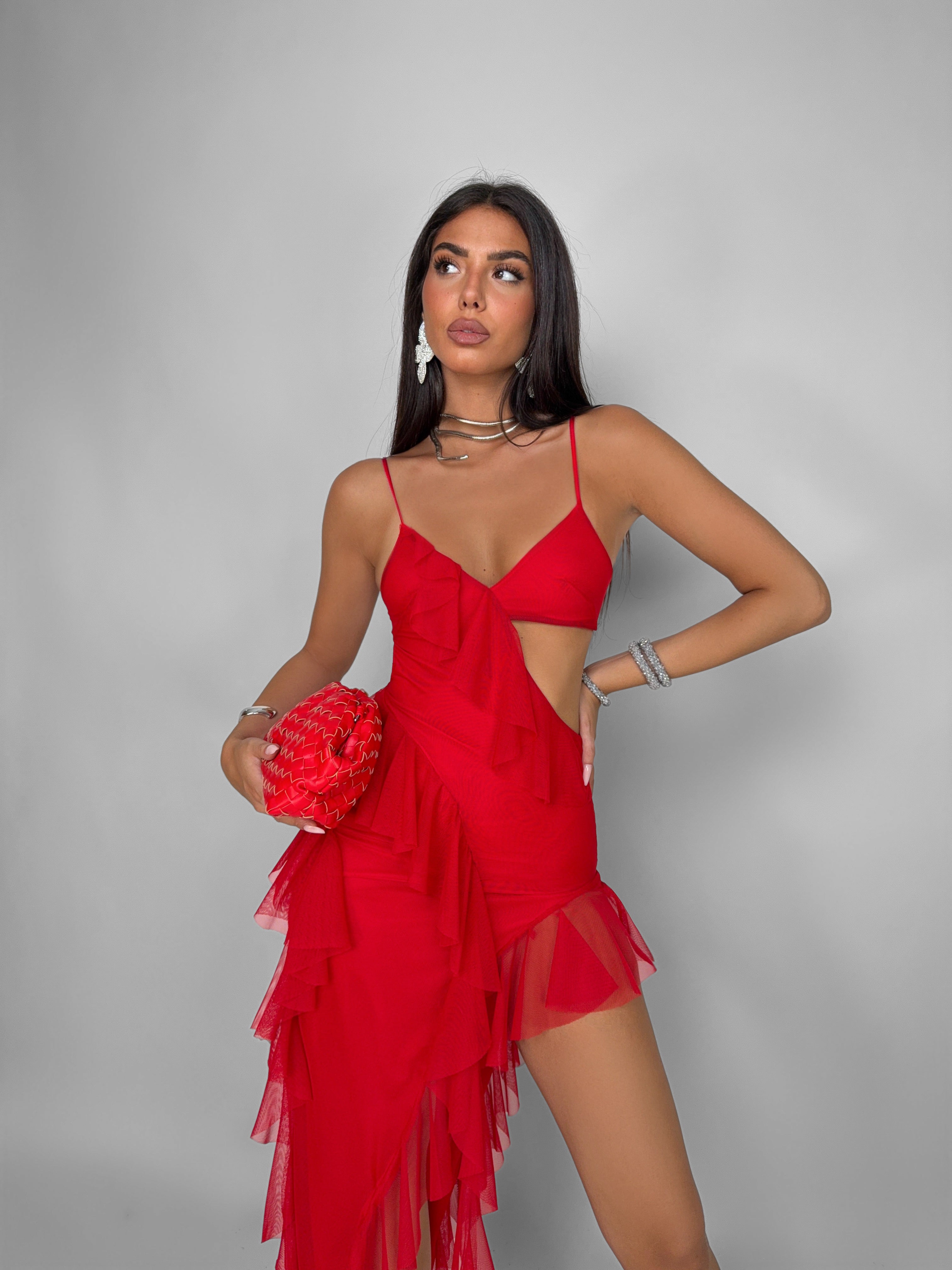 Abito Airy Layered-Red
