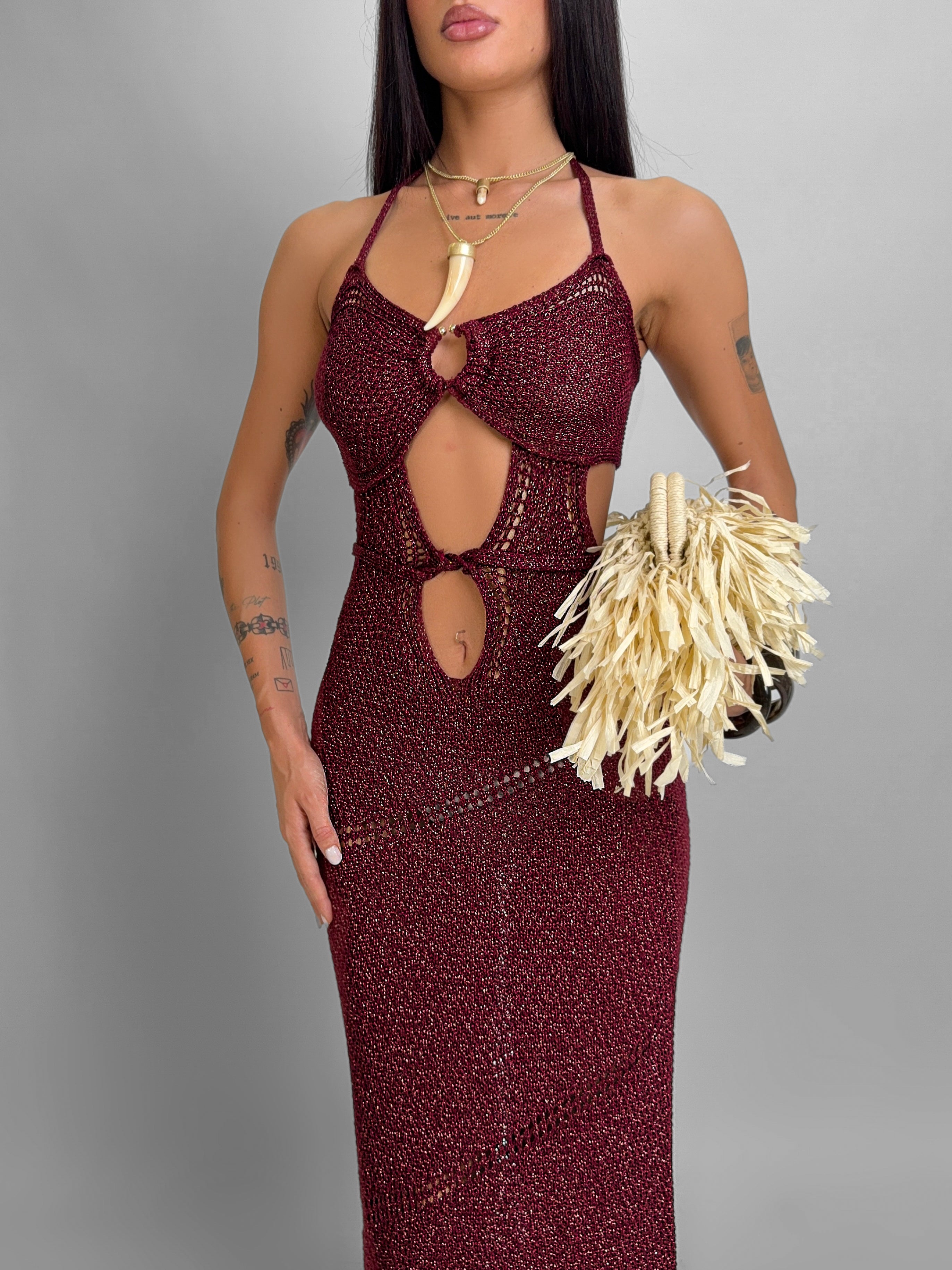Abito Crochet Jewel - Cherry Red