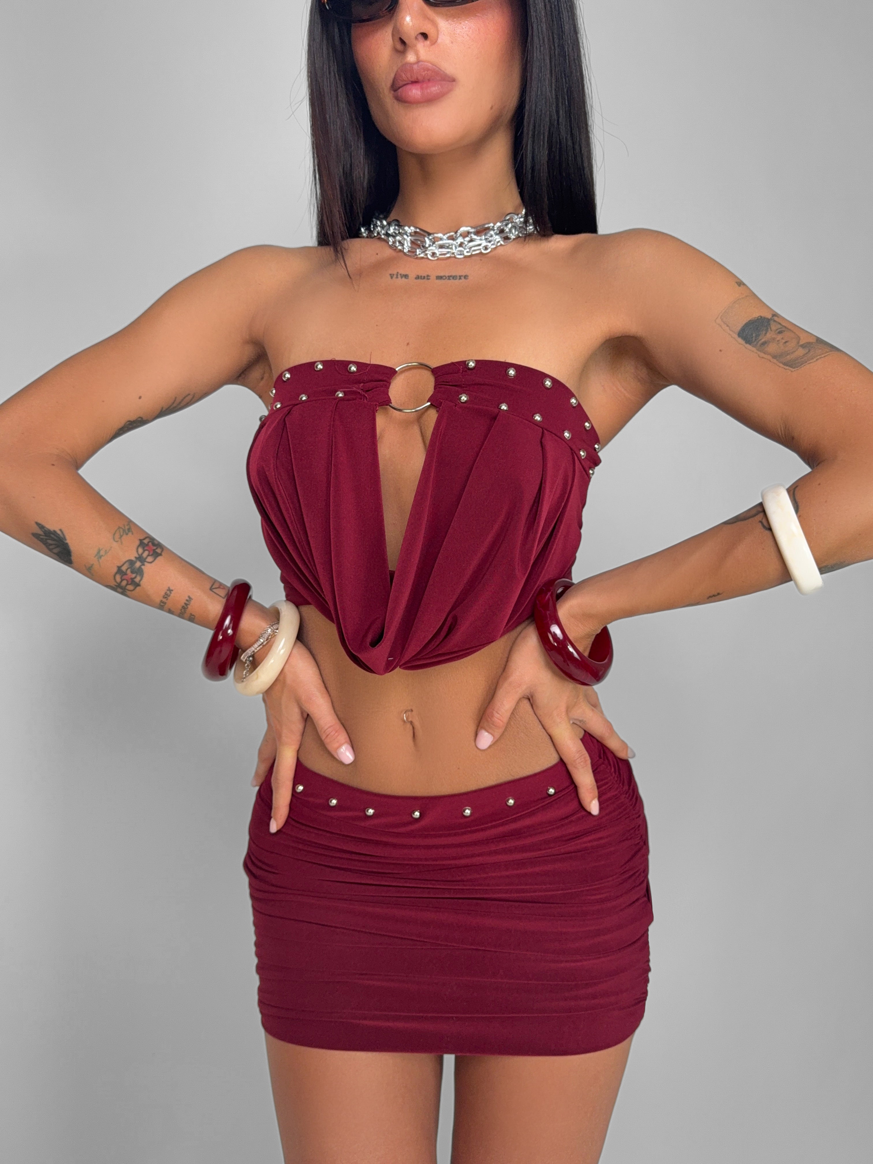 Completo Luna Studded-Cherry Red