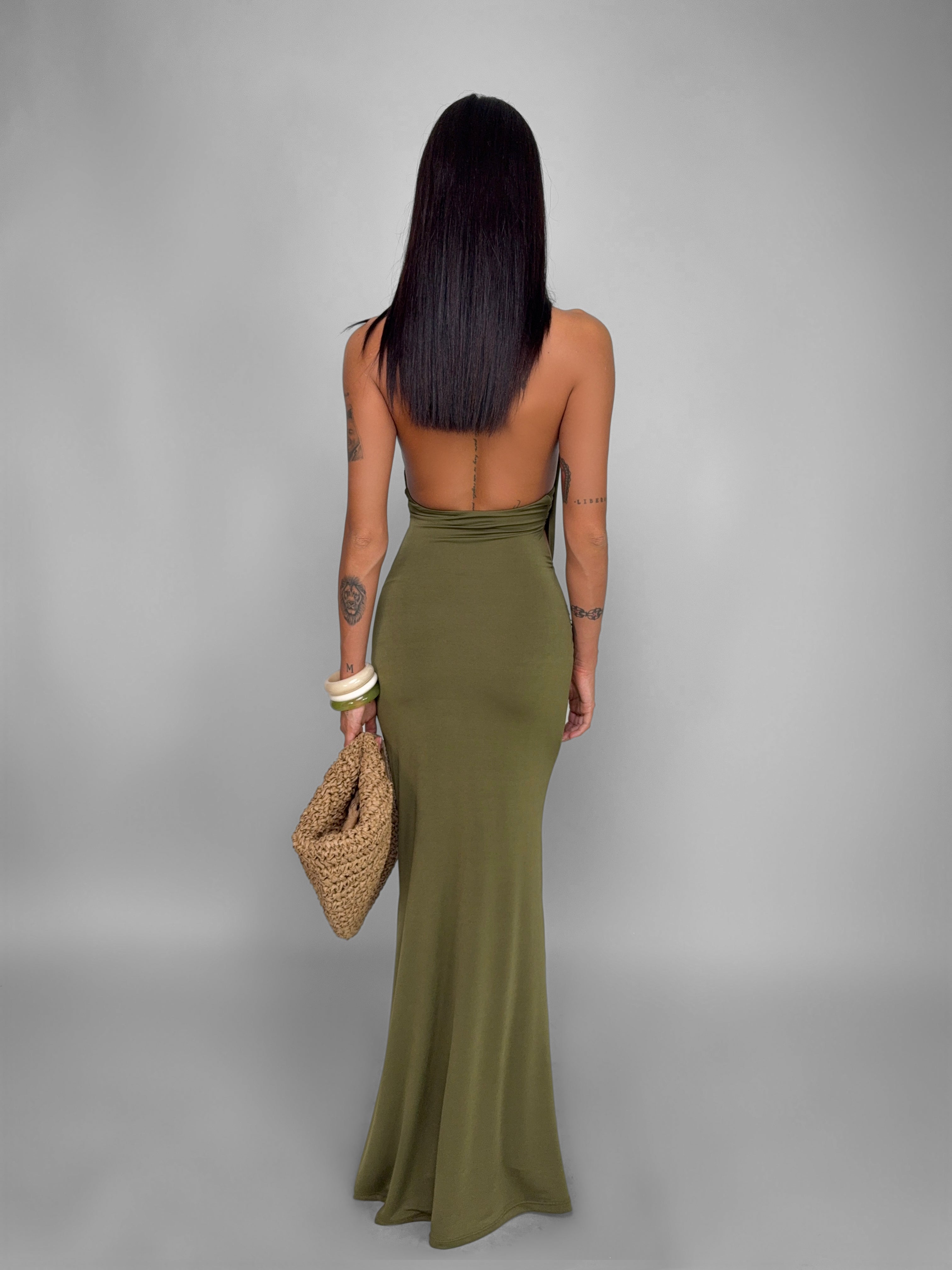 Abito Contour Draped-Green