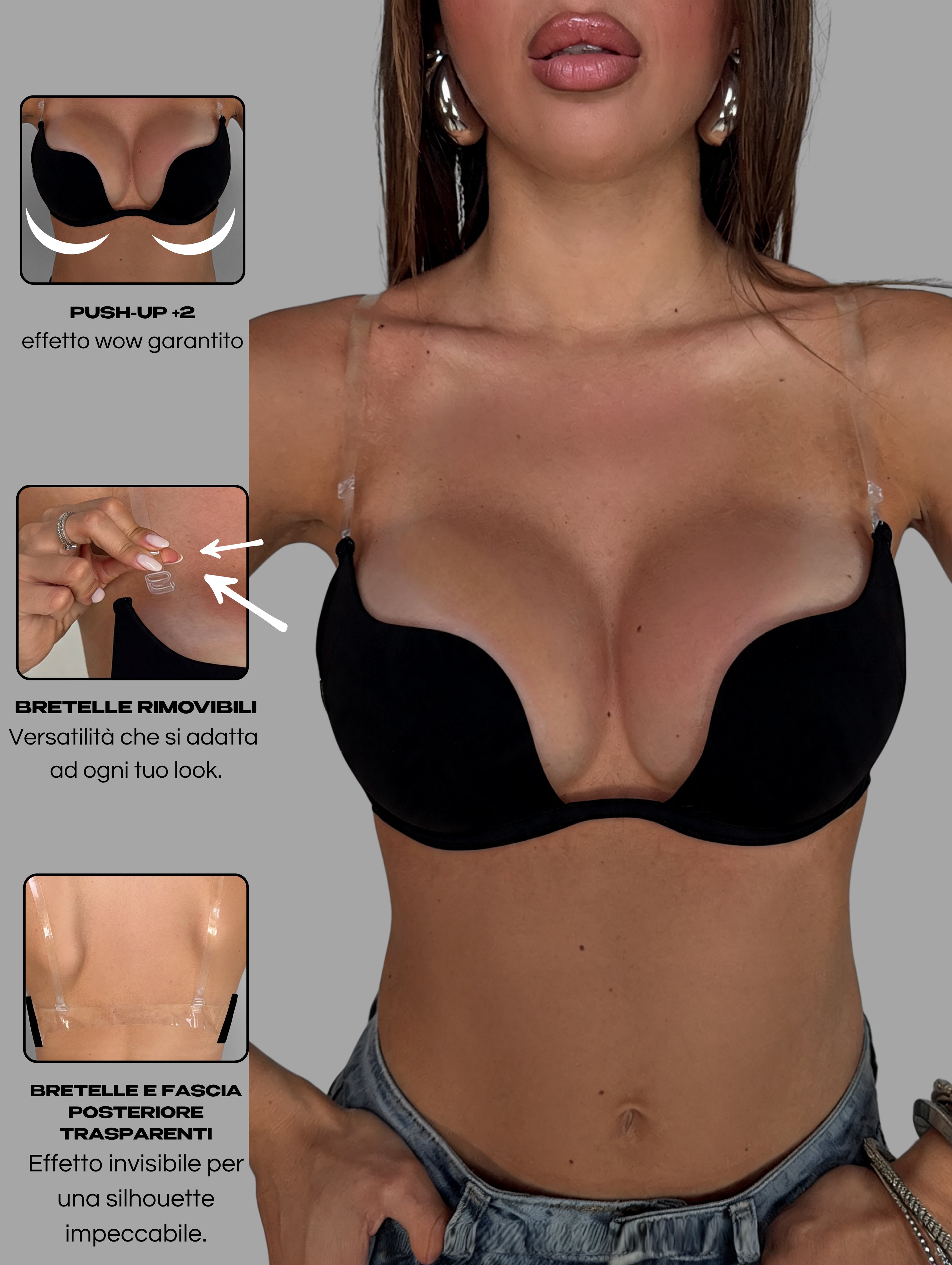 Reggiseno Push Up Invisible-Black