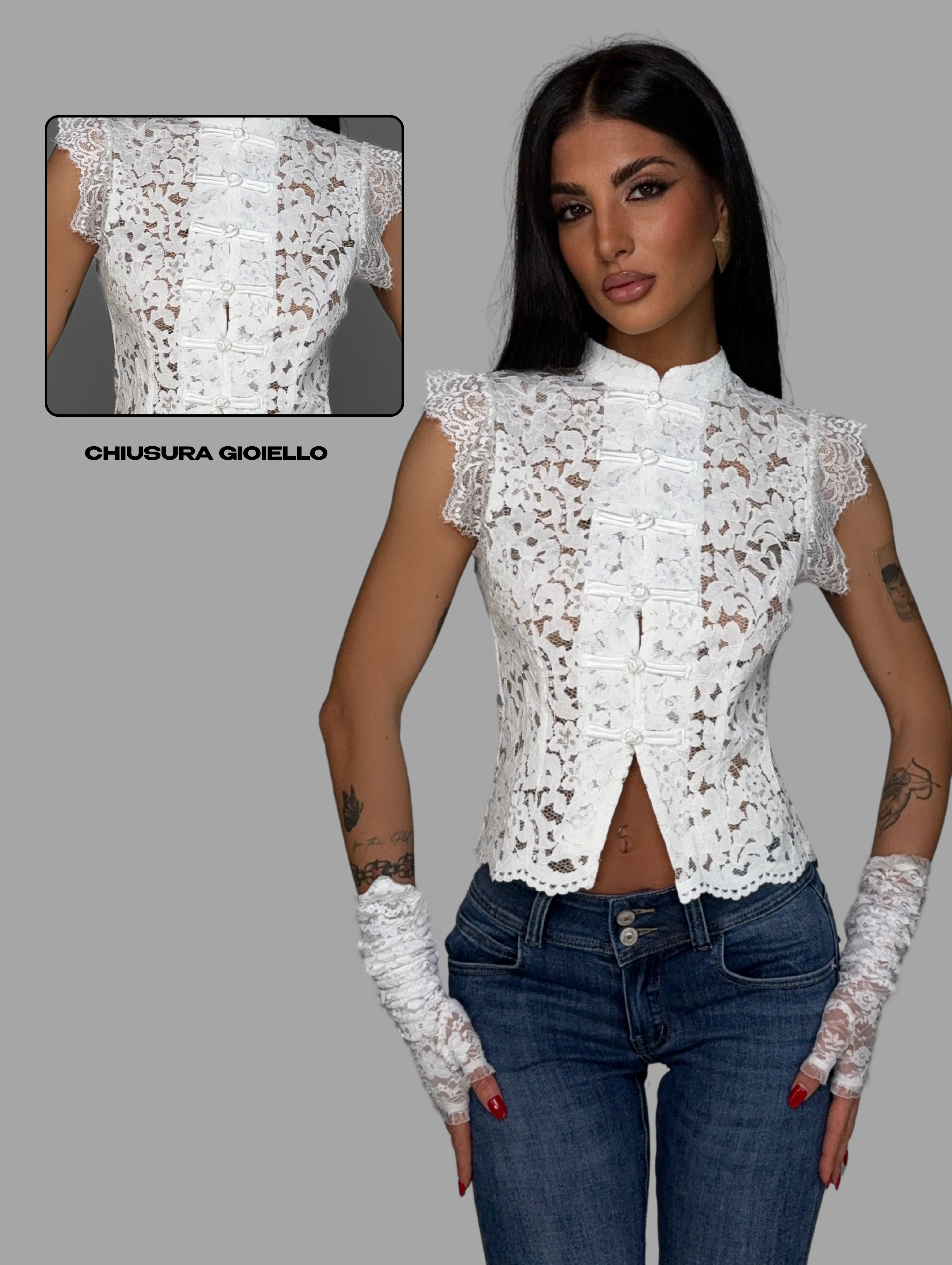Top Oriental Lace-White