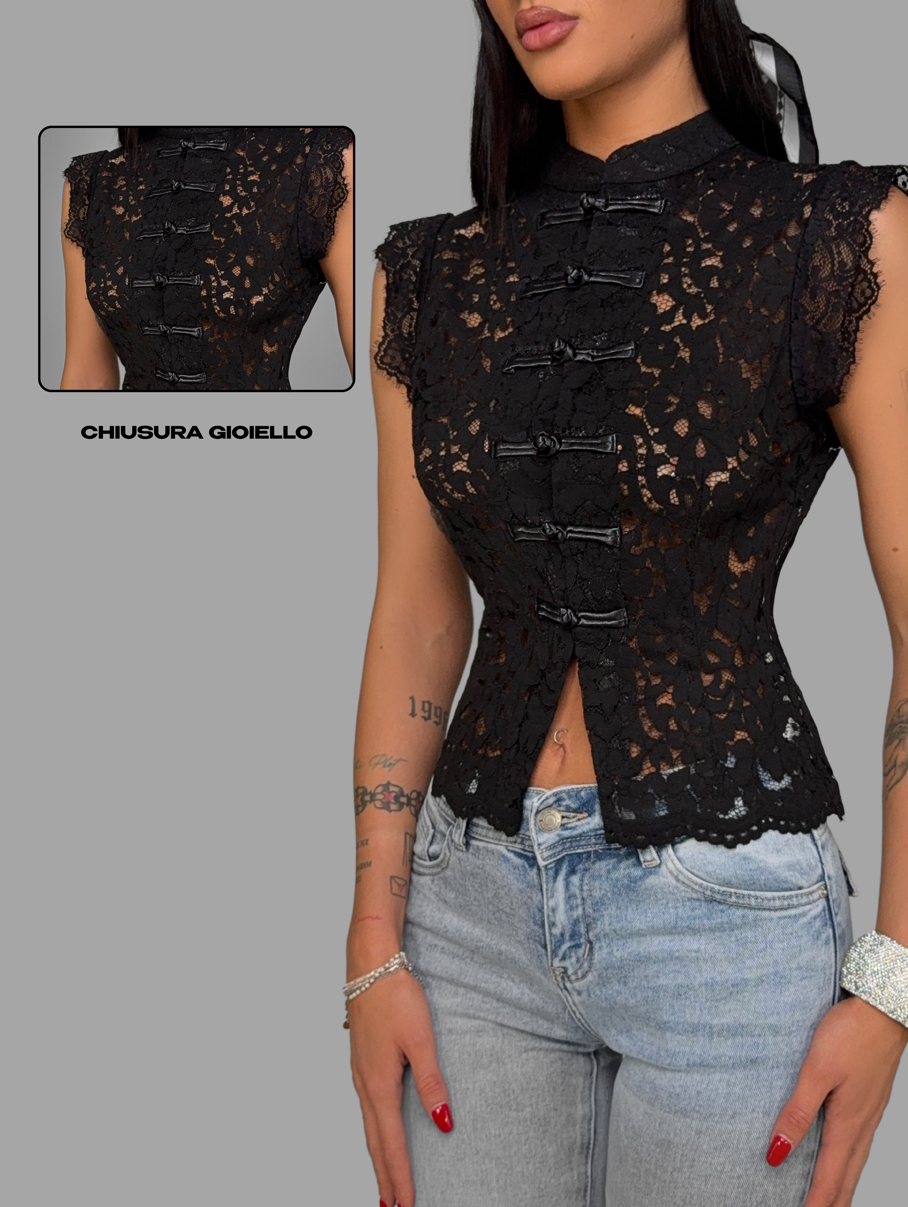 Top Oriental Lace-Black