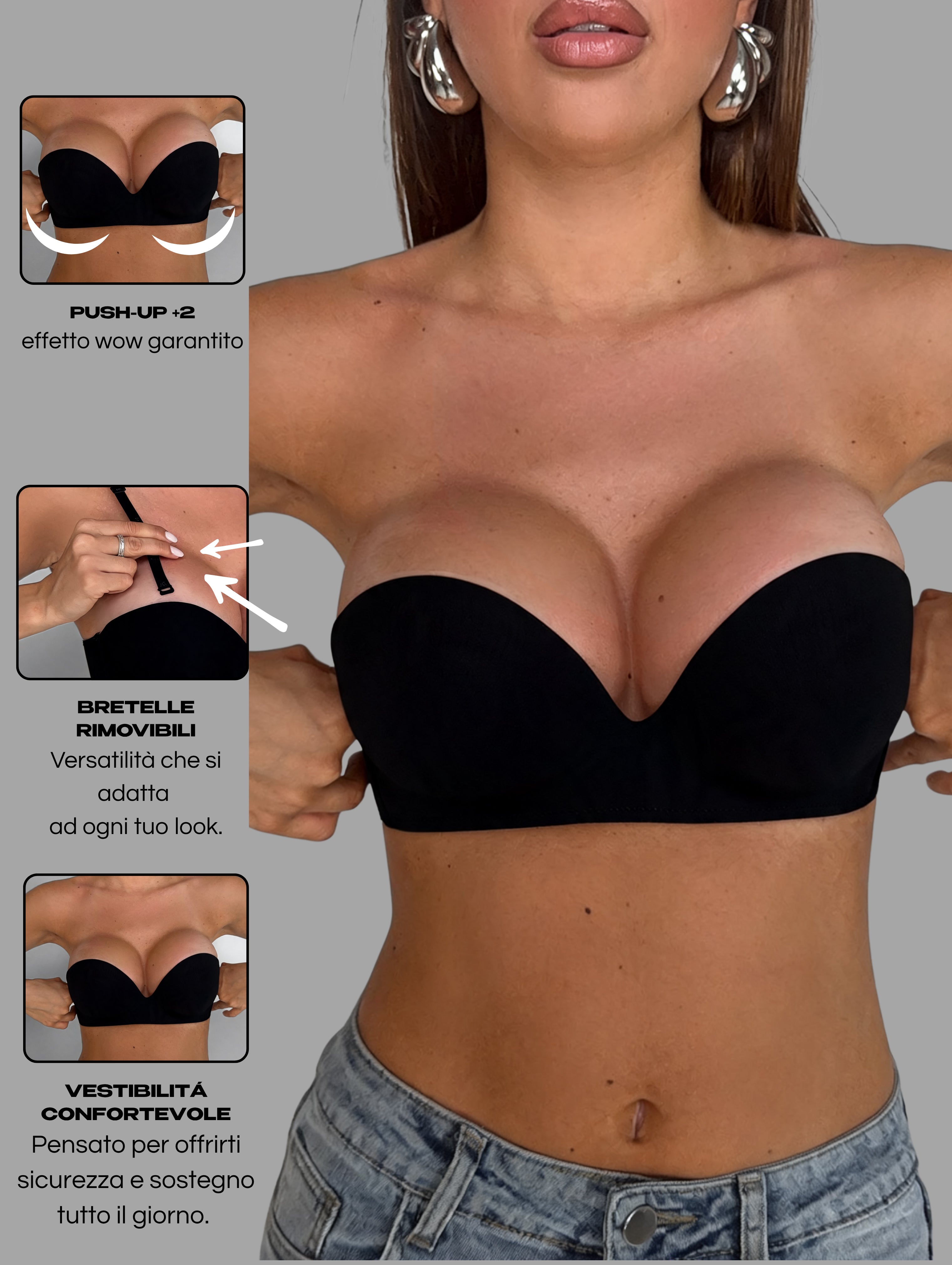 Reggiseno Fascia Extra Push Up-Black