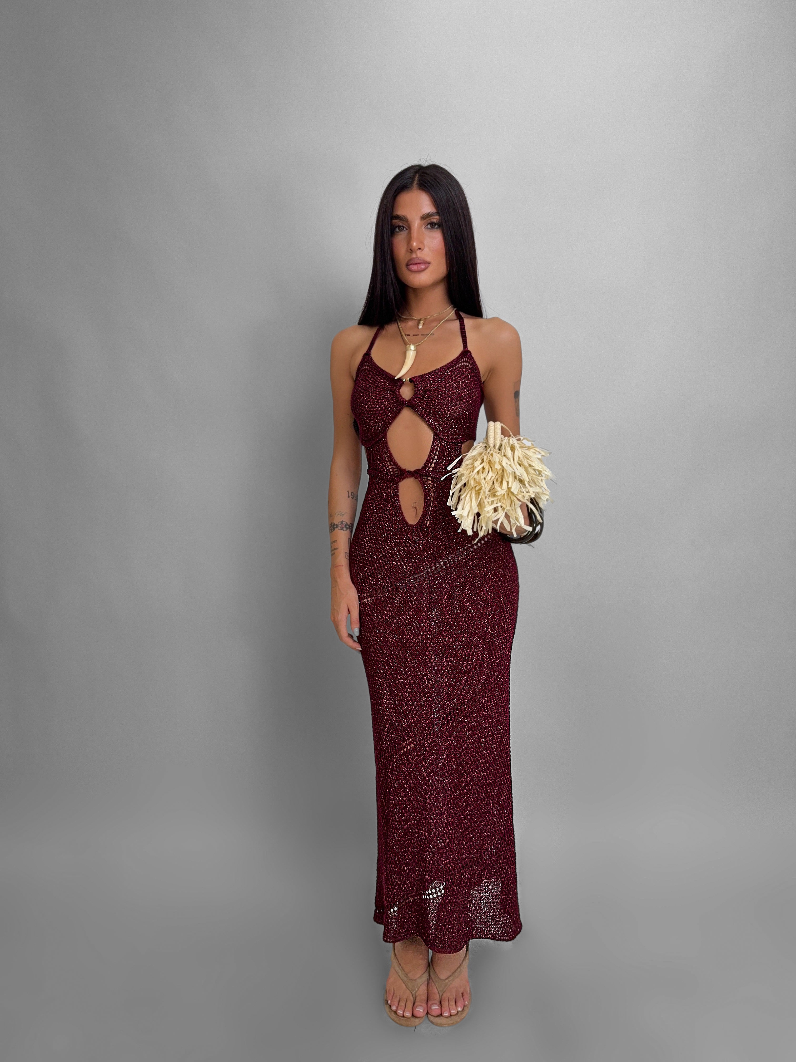 Abito Crochet Jewel - Cherry Red