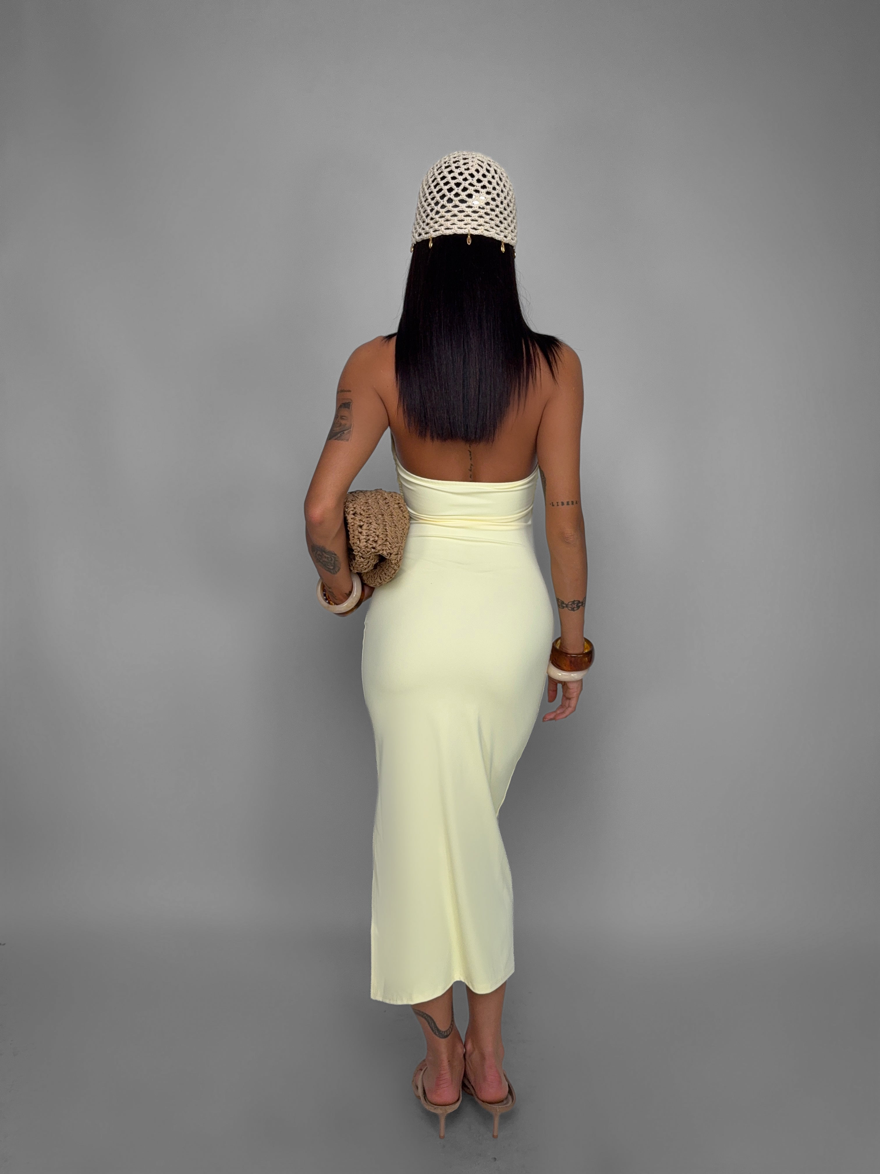Abito Flowy Draped-Yellow
