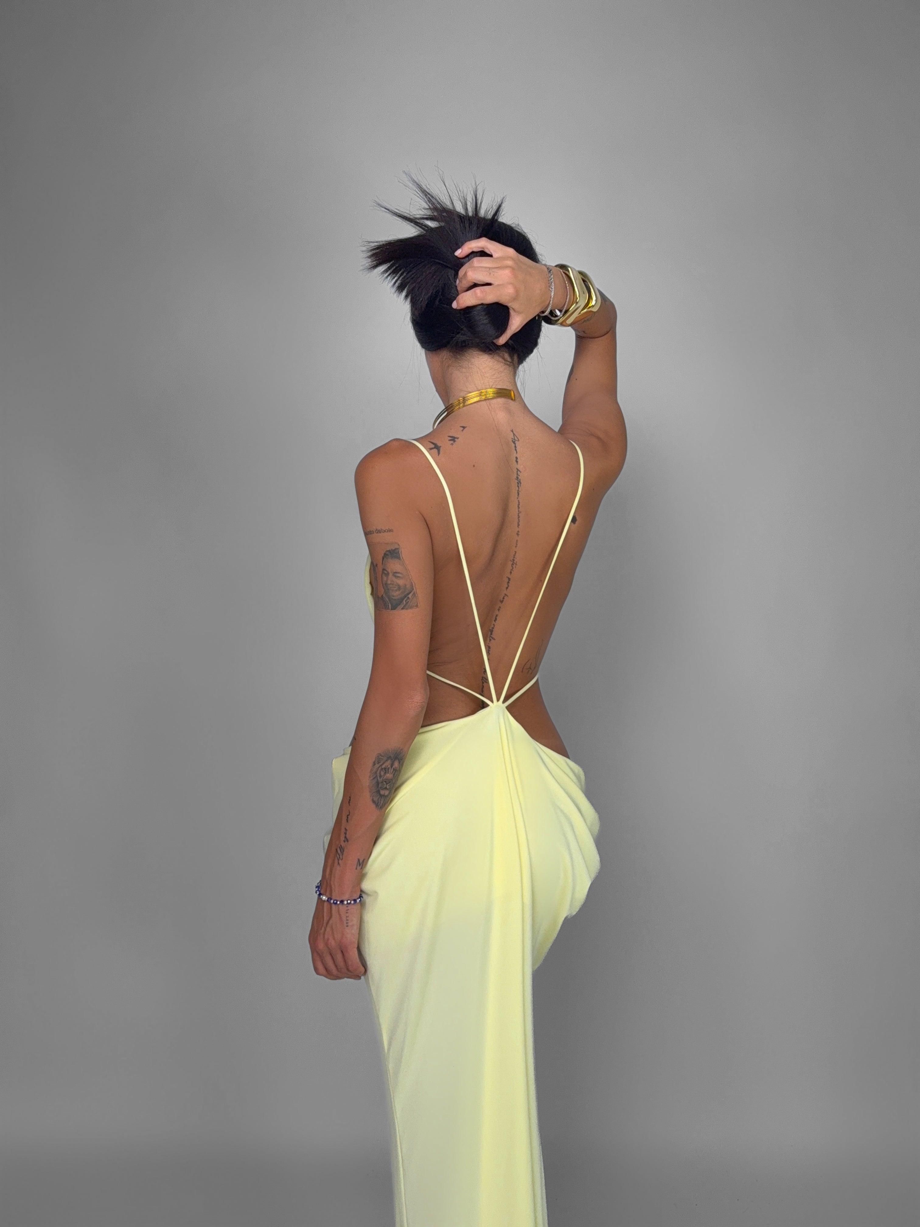 Abito Side Slit Cut-Out-Yellow