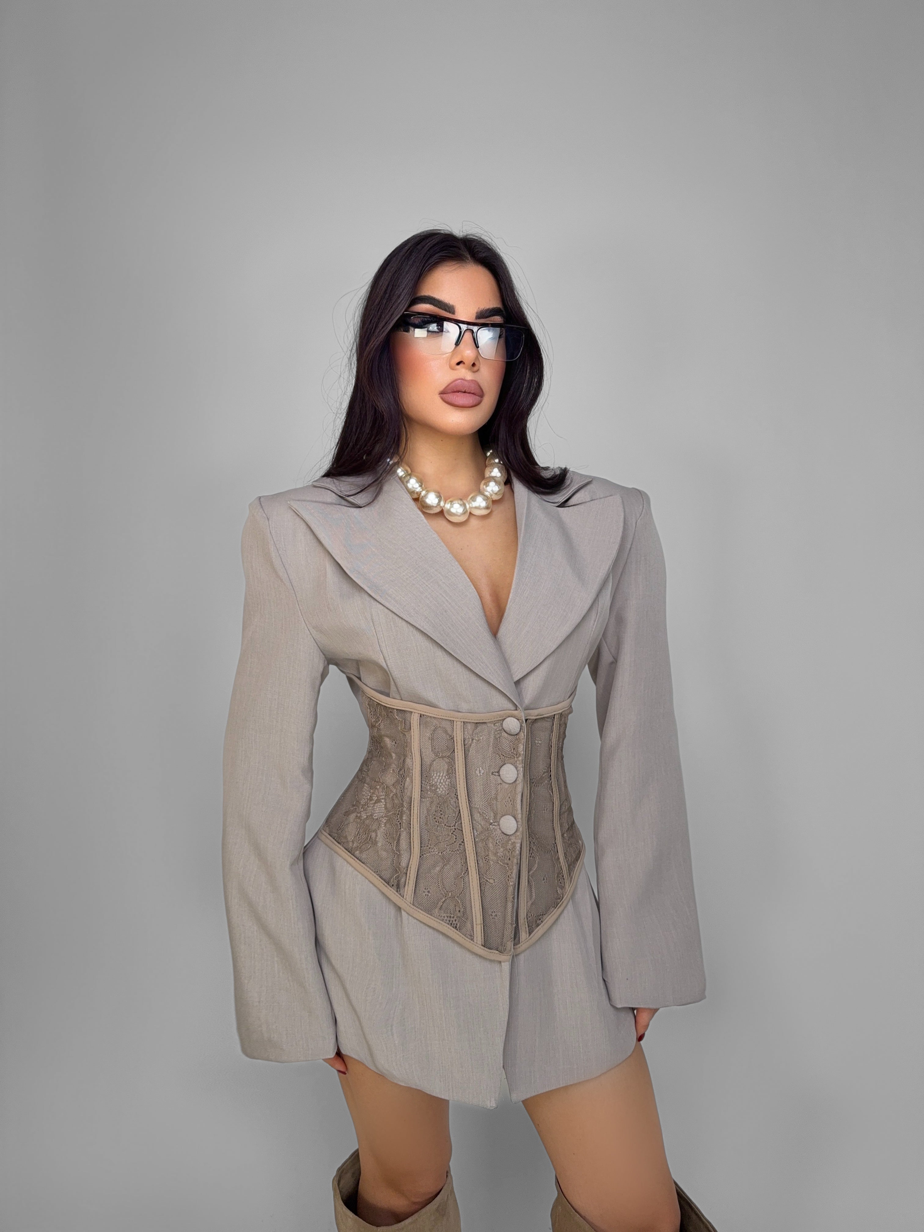 Blazer Lace Silhouette-Grey