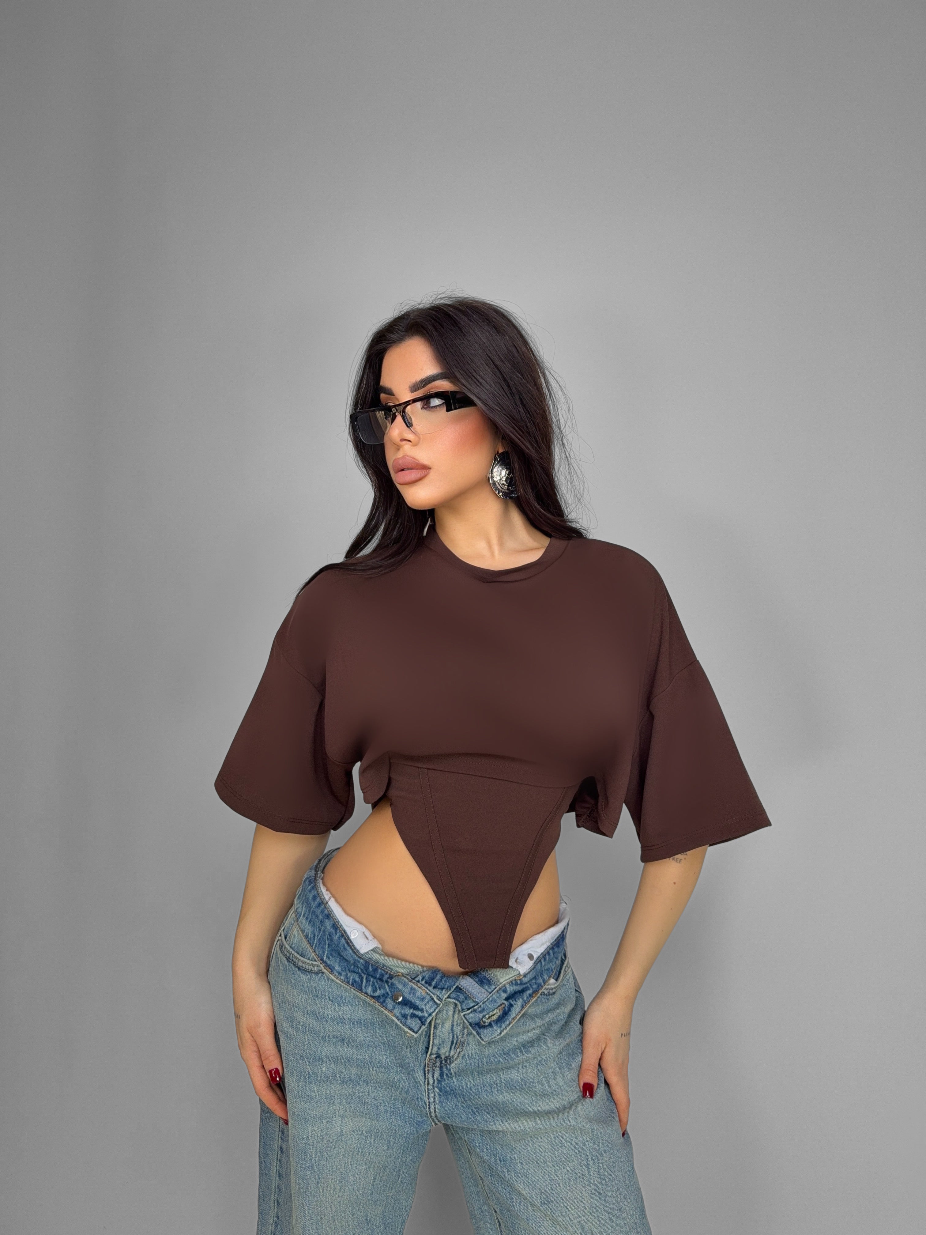 T-shirt Corset Waist - Brown