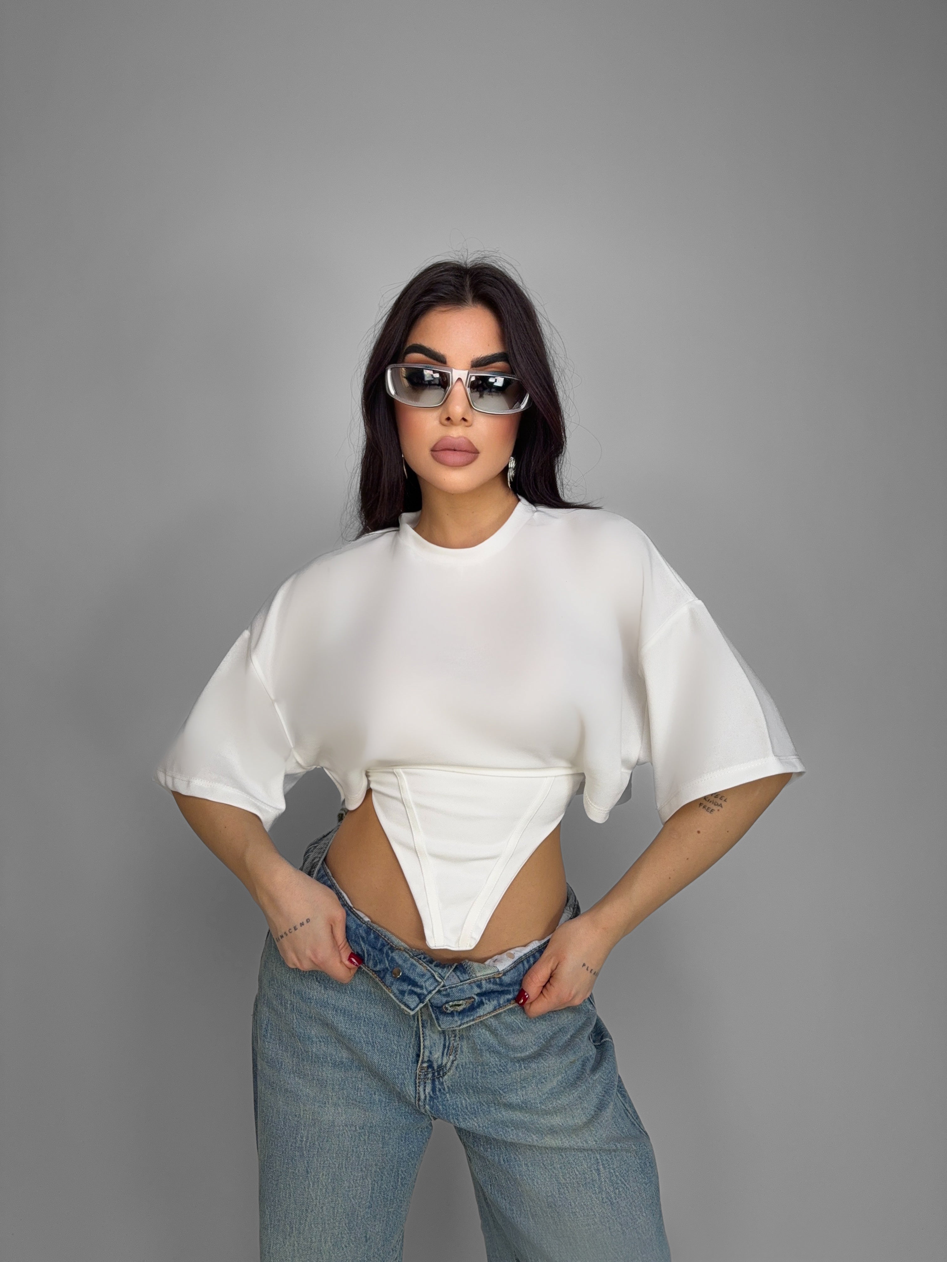 T-shirt Corset Waist - White