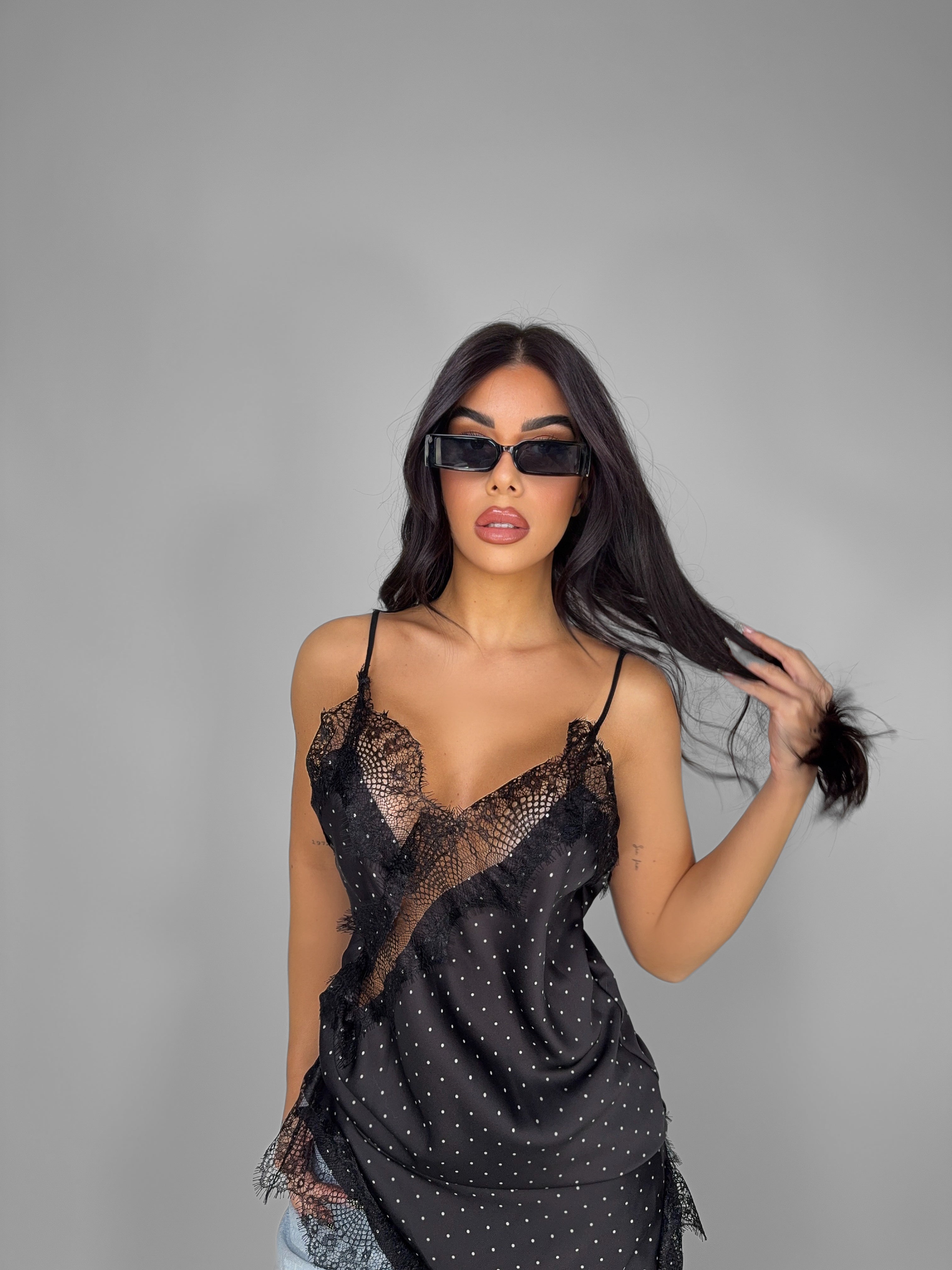 Abito Satin Mode Pois