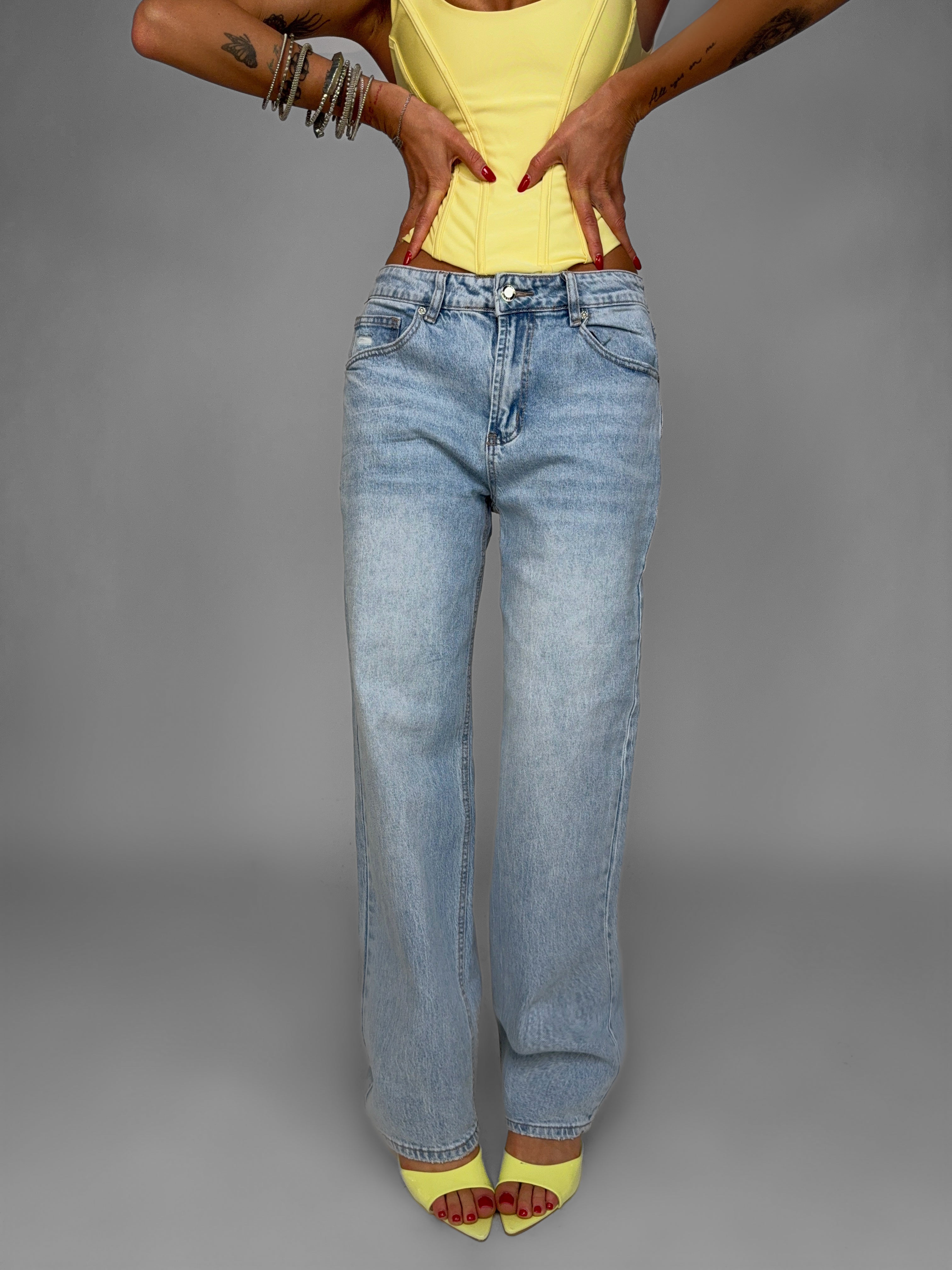 Jeans Glitter Pocket-Yellow
