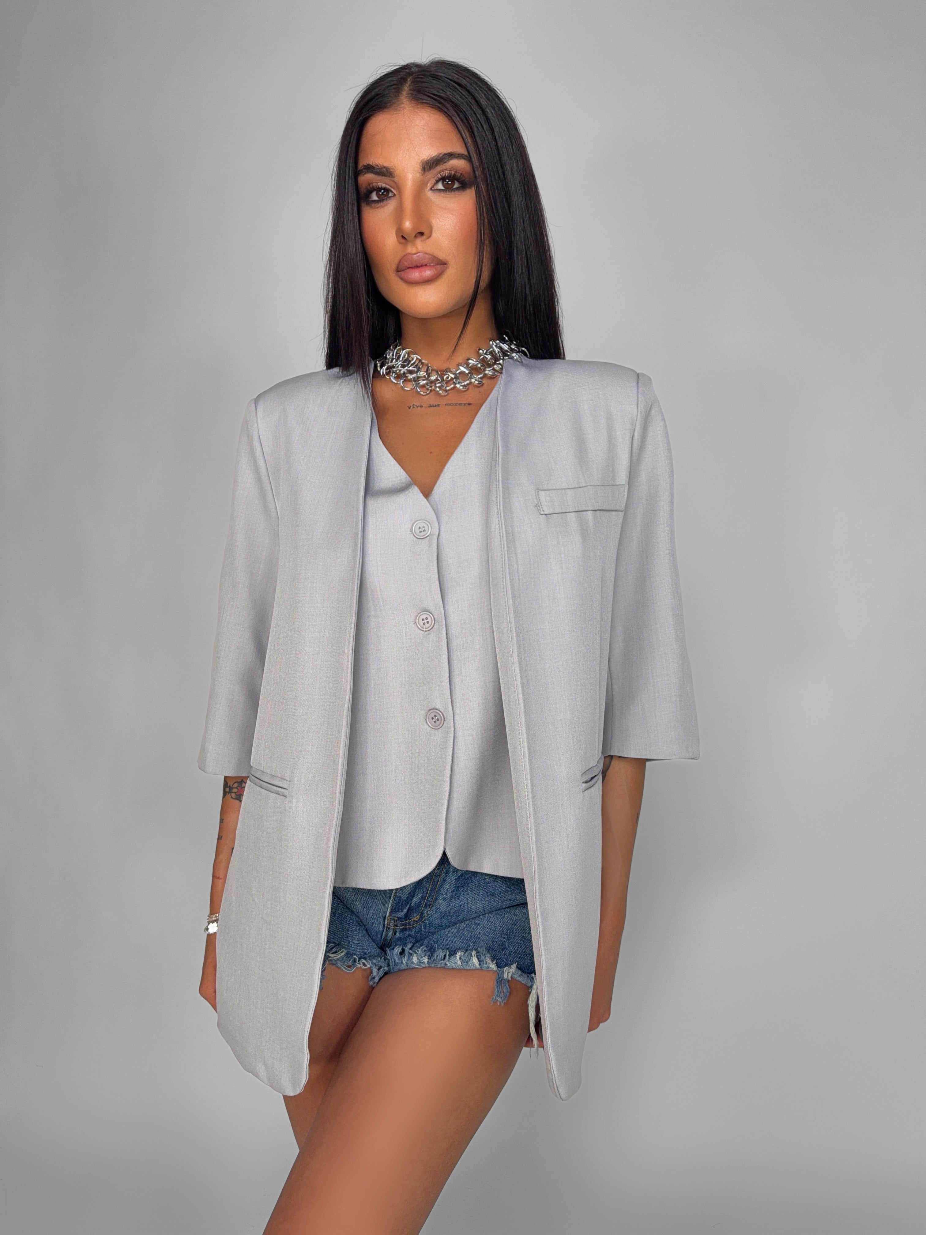 Blazer Smooth-Grigio Perla
